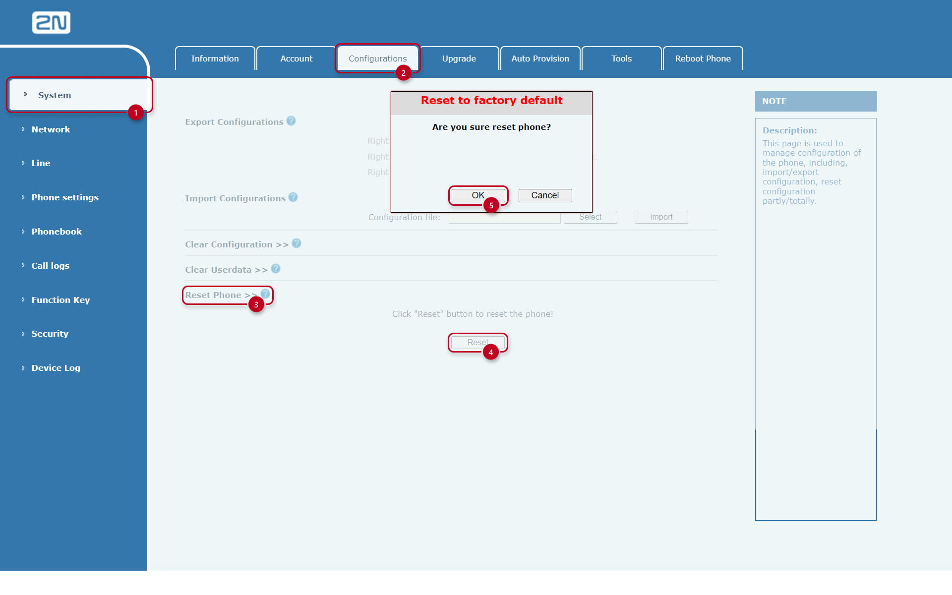 Software reset or a 2N IP Handset