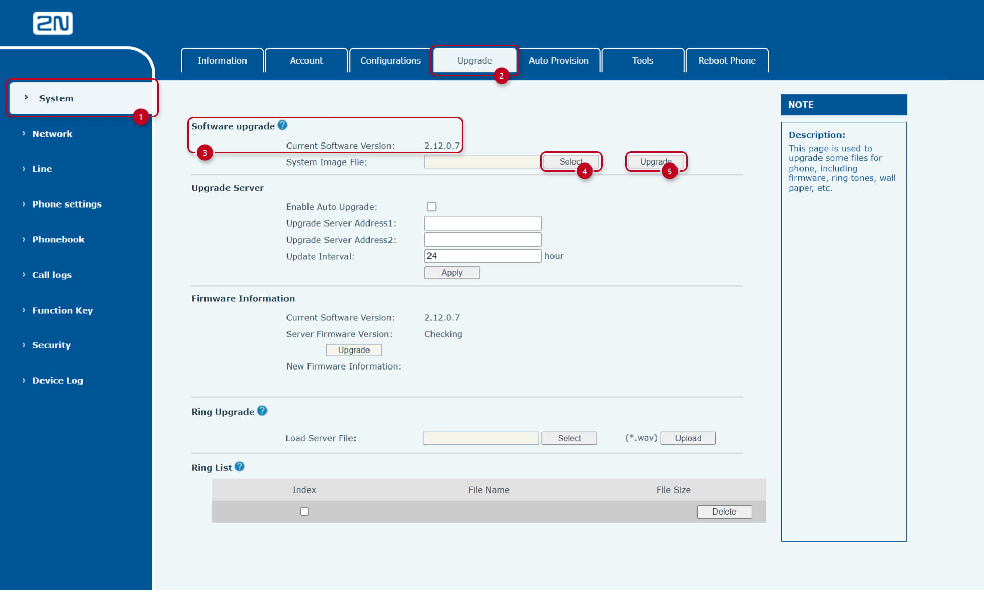 Checking firmware on 2N IP Handset