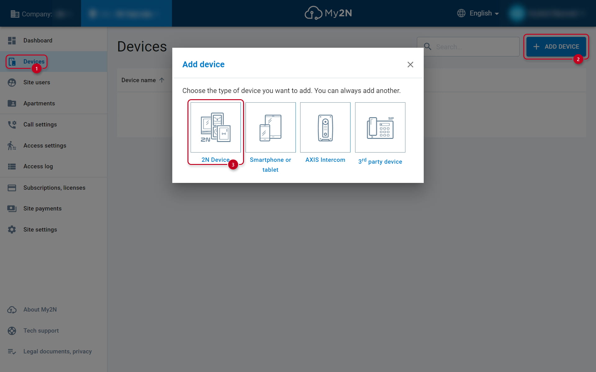 Adding device to My2N