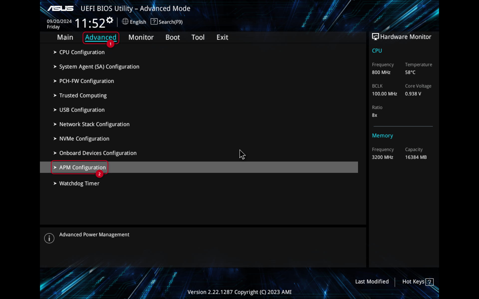 Advanced settings of bios 2N Access Commander box 2.0