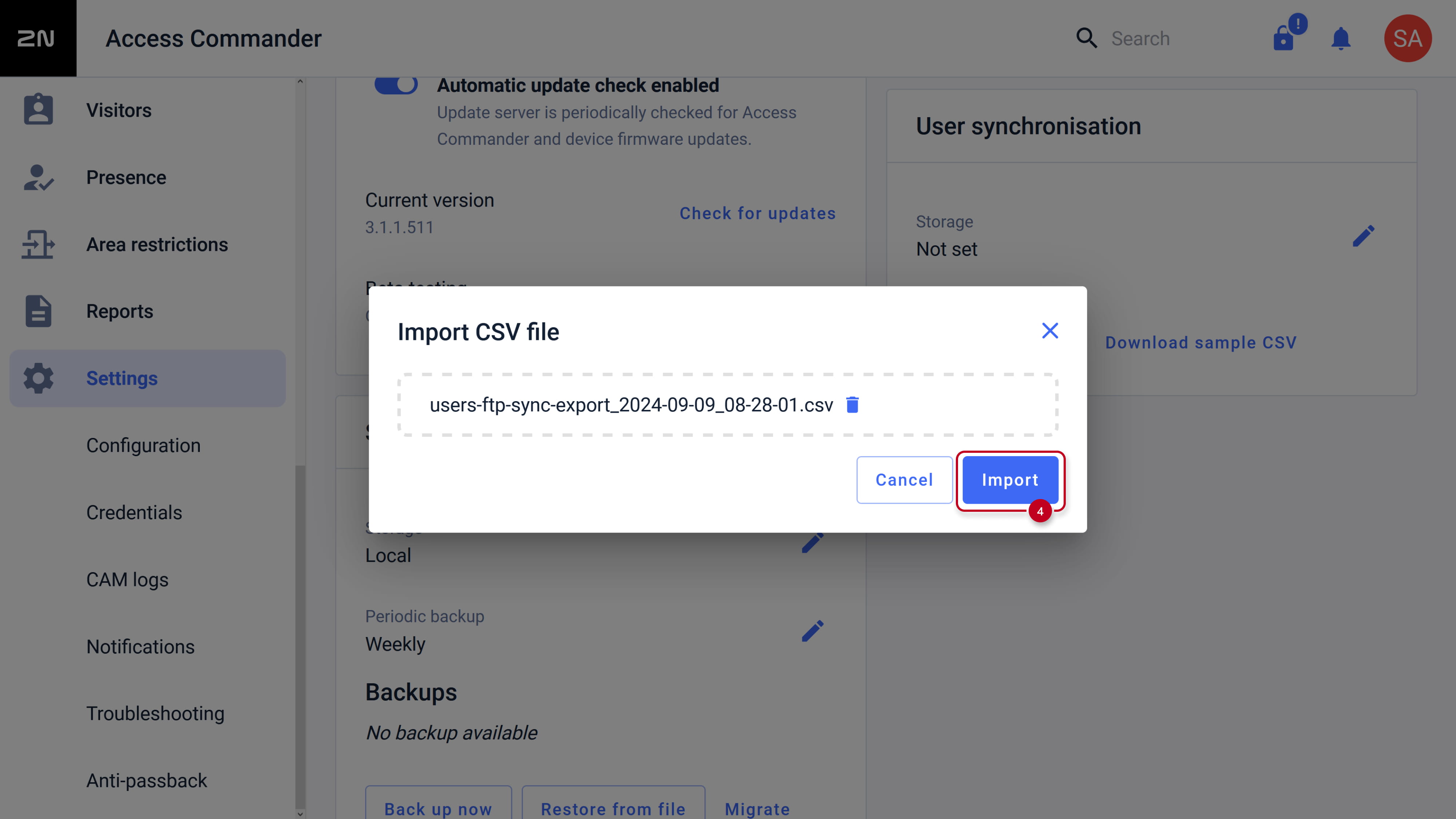 2N Access Commander - Import CSV file - Import selected file 2N Access Commander - Import CSV file - Import selected file