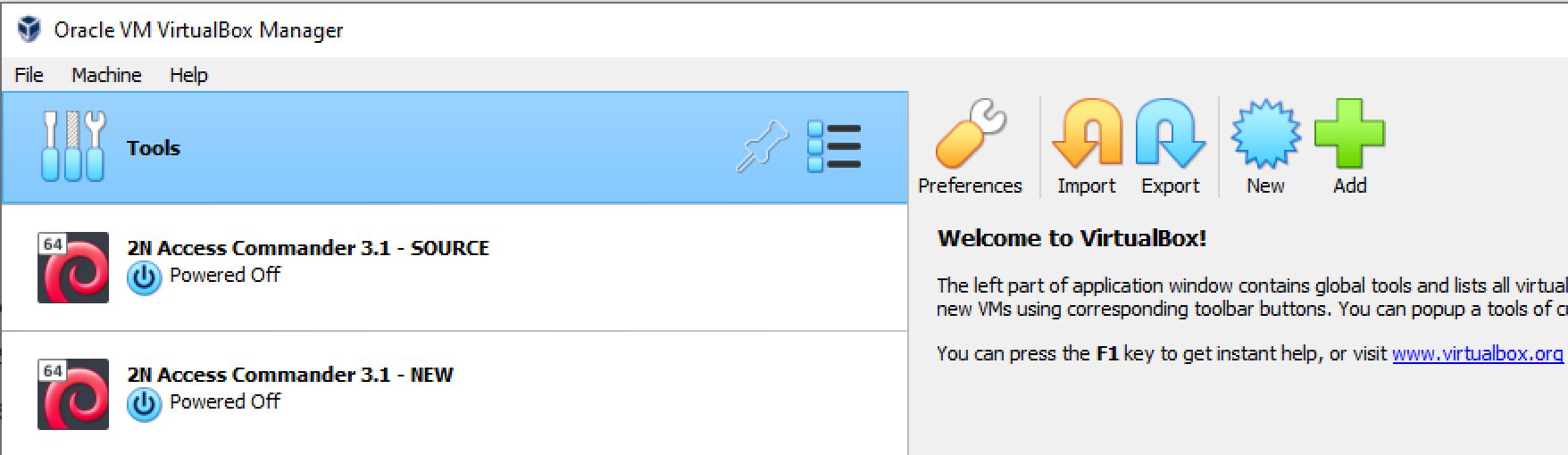Virtualbox - two Access Commander instances Virtualbox - two Access Commander instances