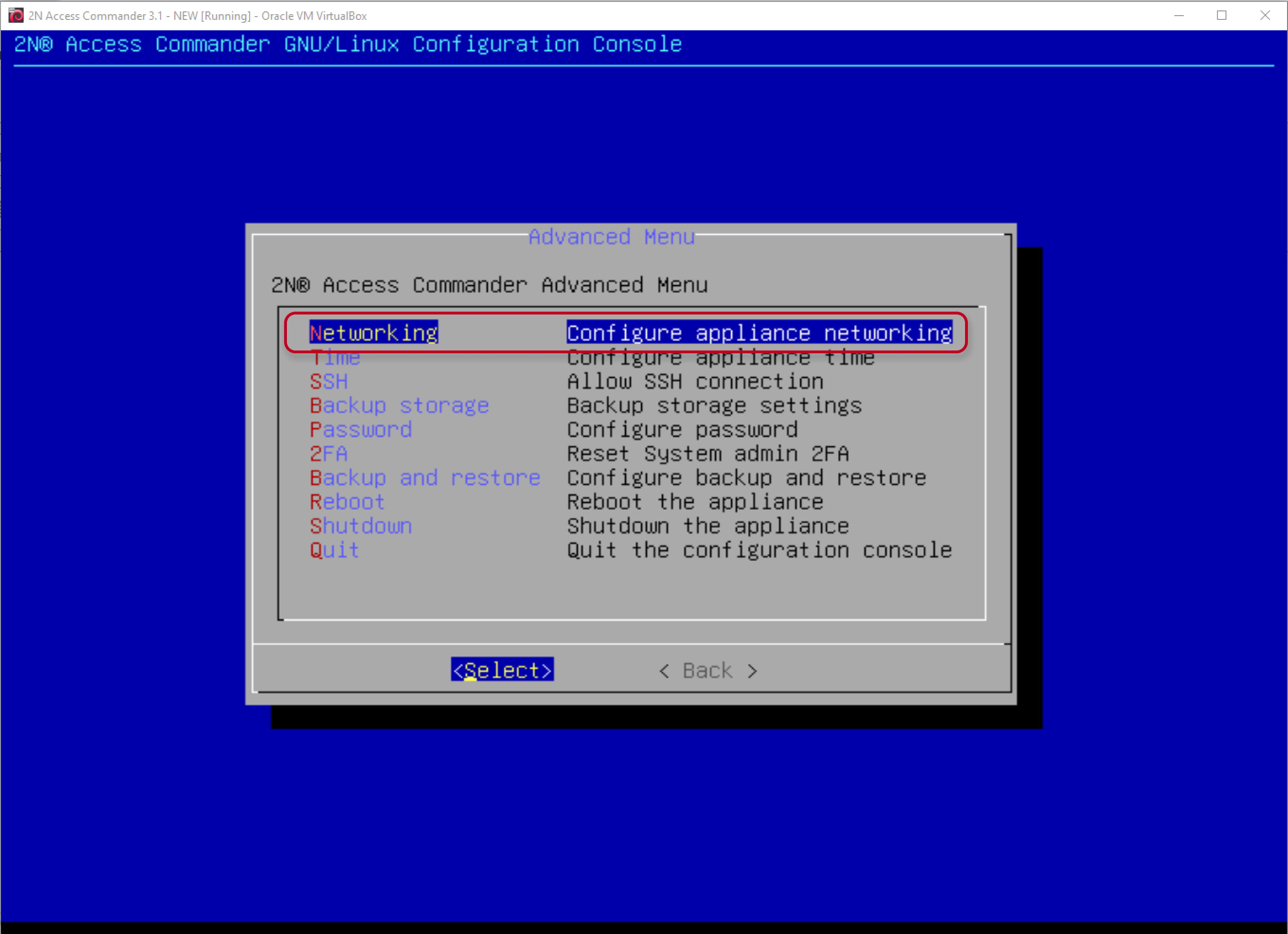 2N Access Commander - Linux console - Network settings 2N Access Commander - Linux console - Network settings