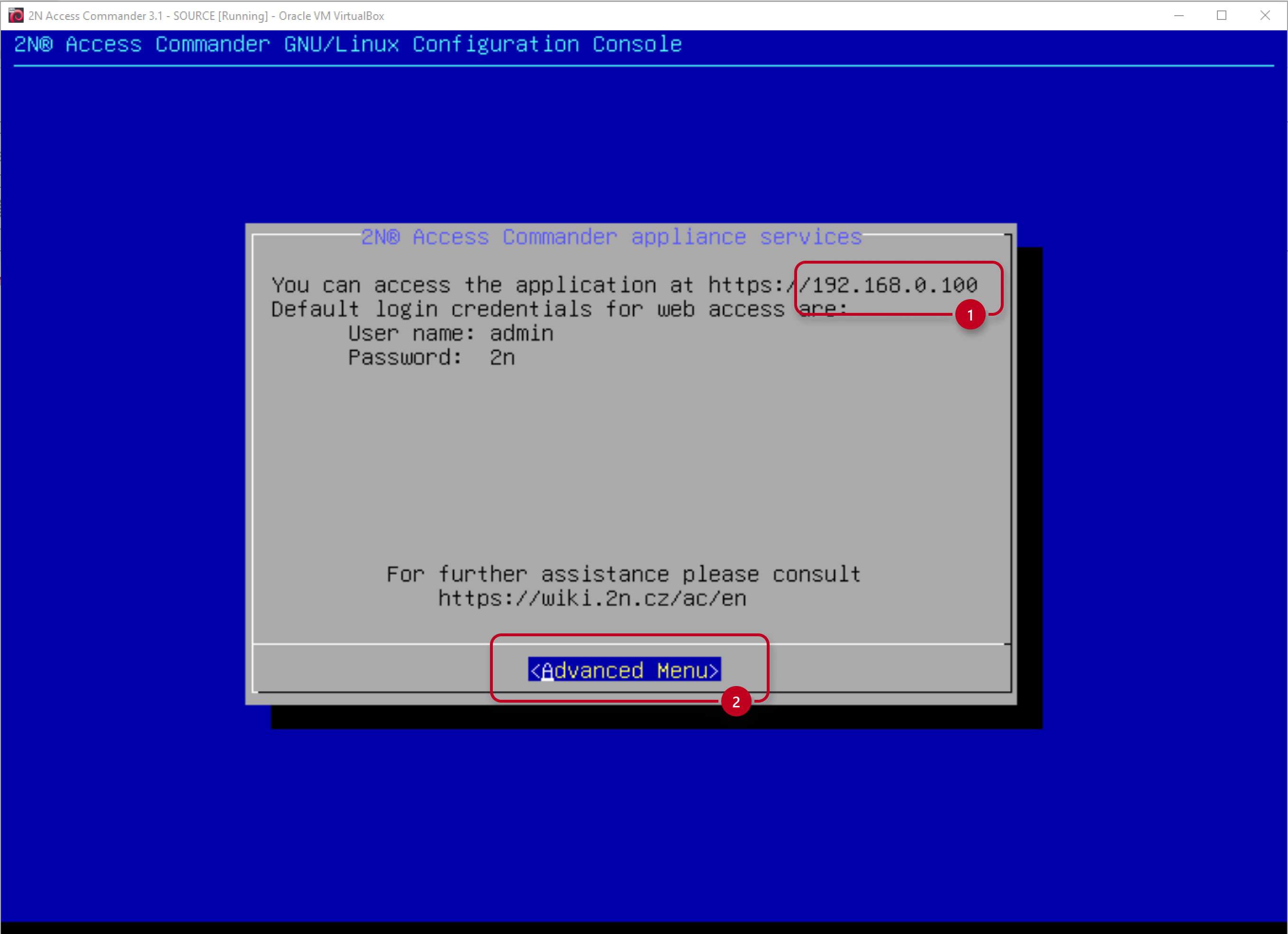 2N Access Commander - Linux console - IP address 2N Access Commander - Linux console - IP address