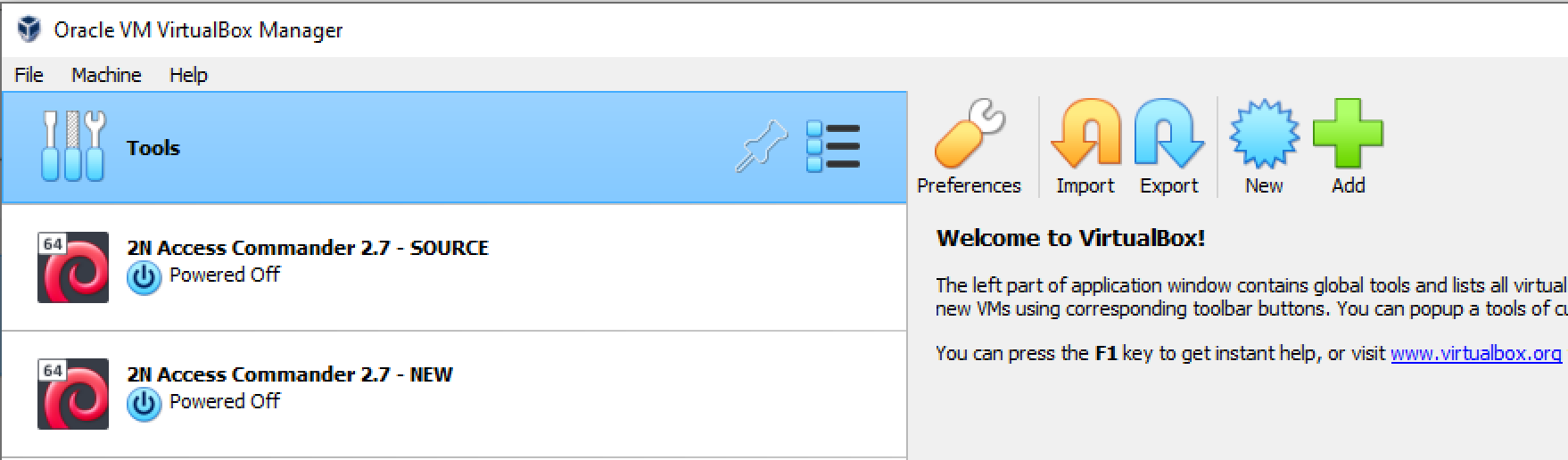 VirtualBox - two 2N Access Commander instances VirtualBox - two 2N Access Commander instances