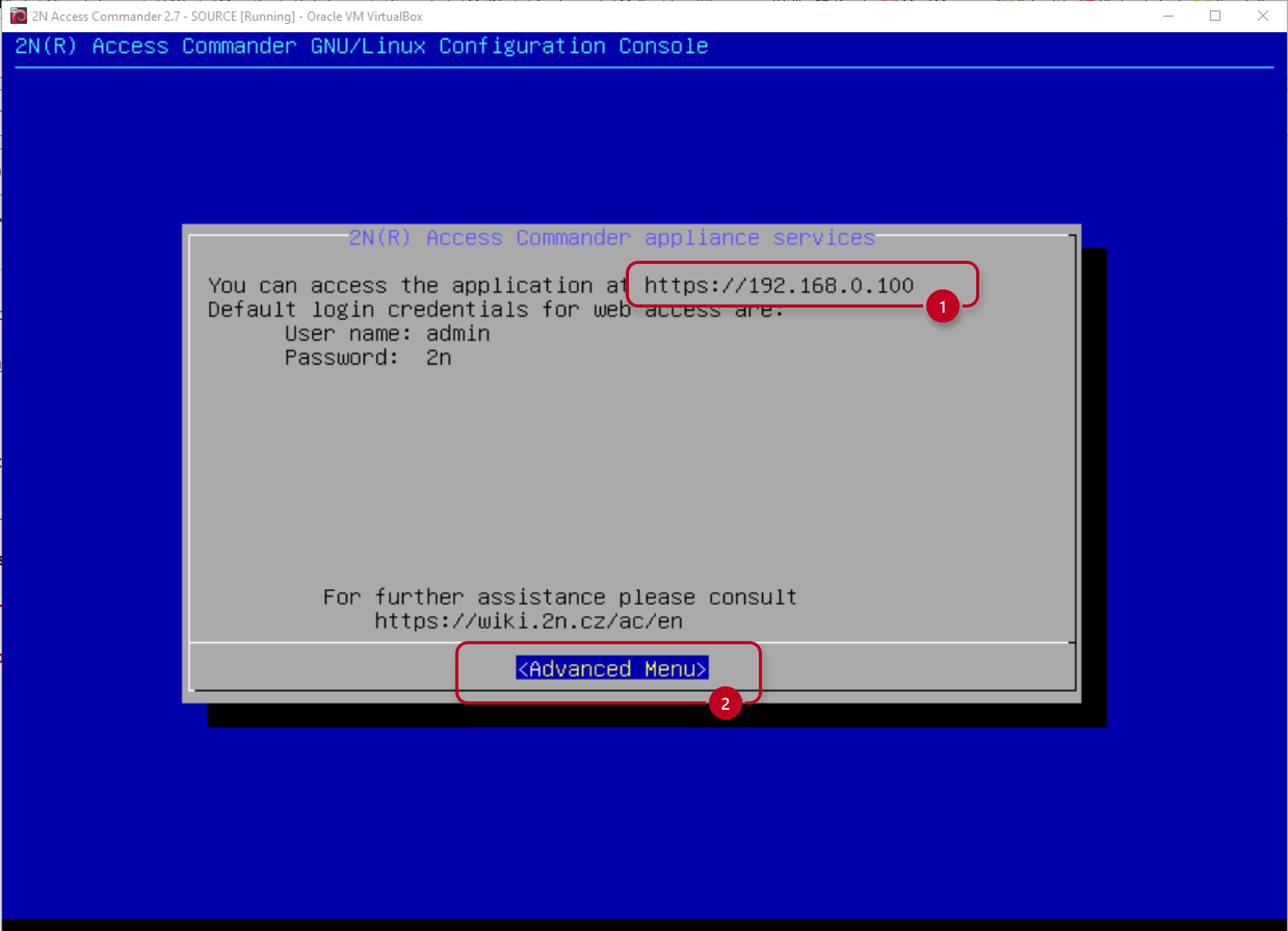 2N Access Commander - Linux console - IP address 2N Access Commander - Linux console - IP address