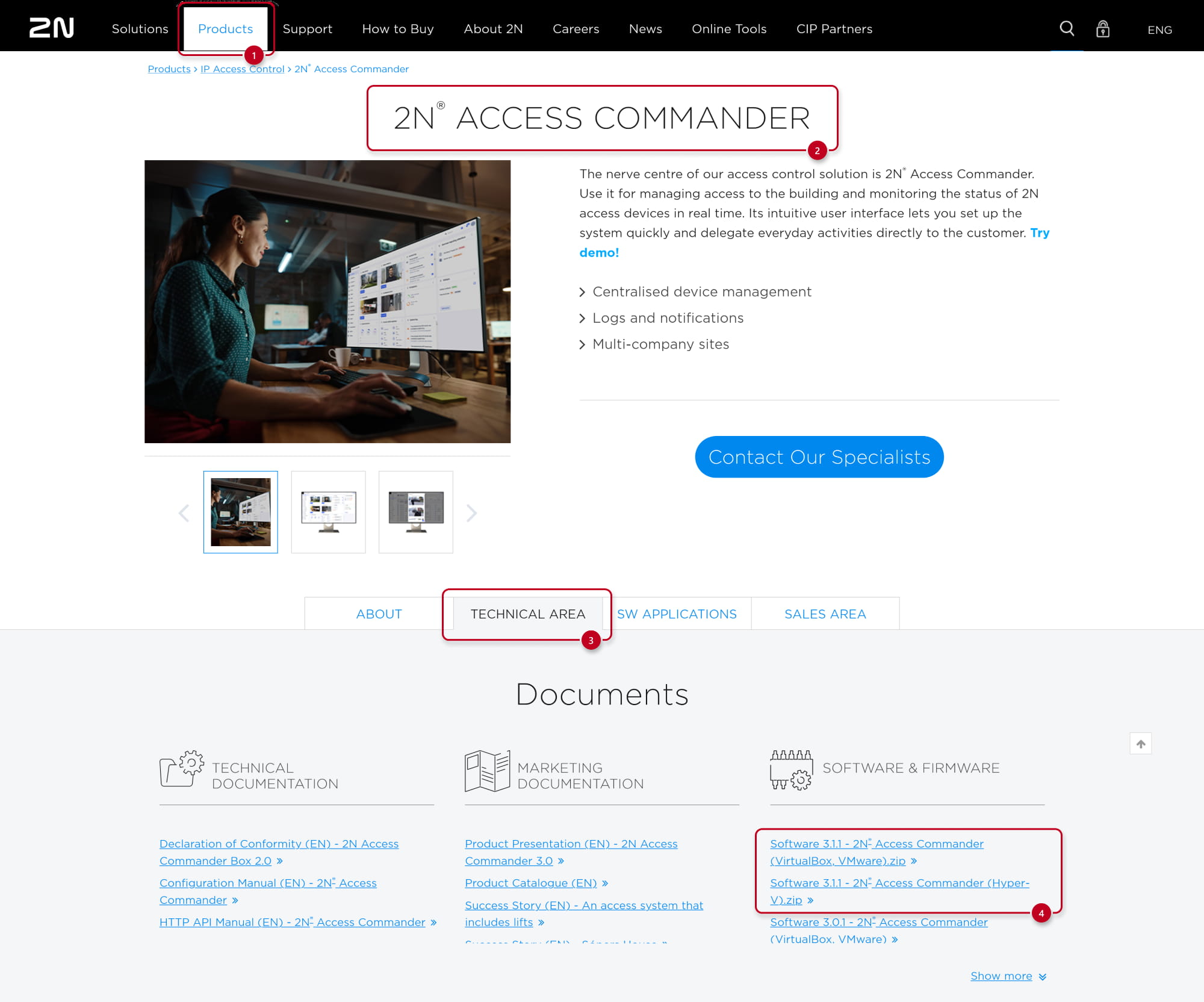 2N Access Commander - 2N Webpage - Technical Area