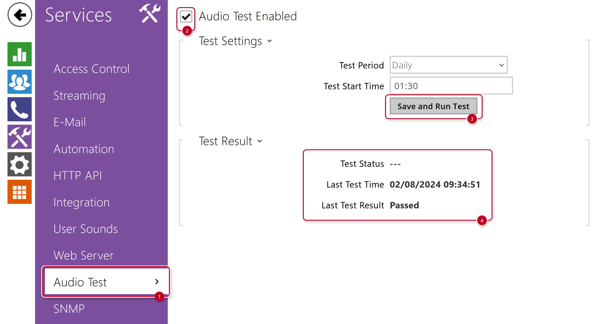 2N IP Intercom - Services - Audio Test