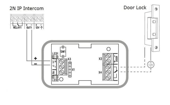 Security Relay Externally powered Door Lock Connection