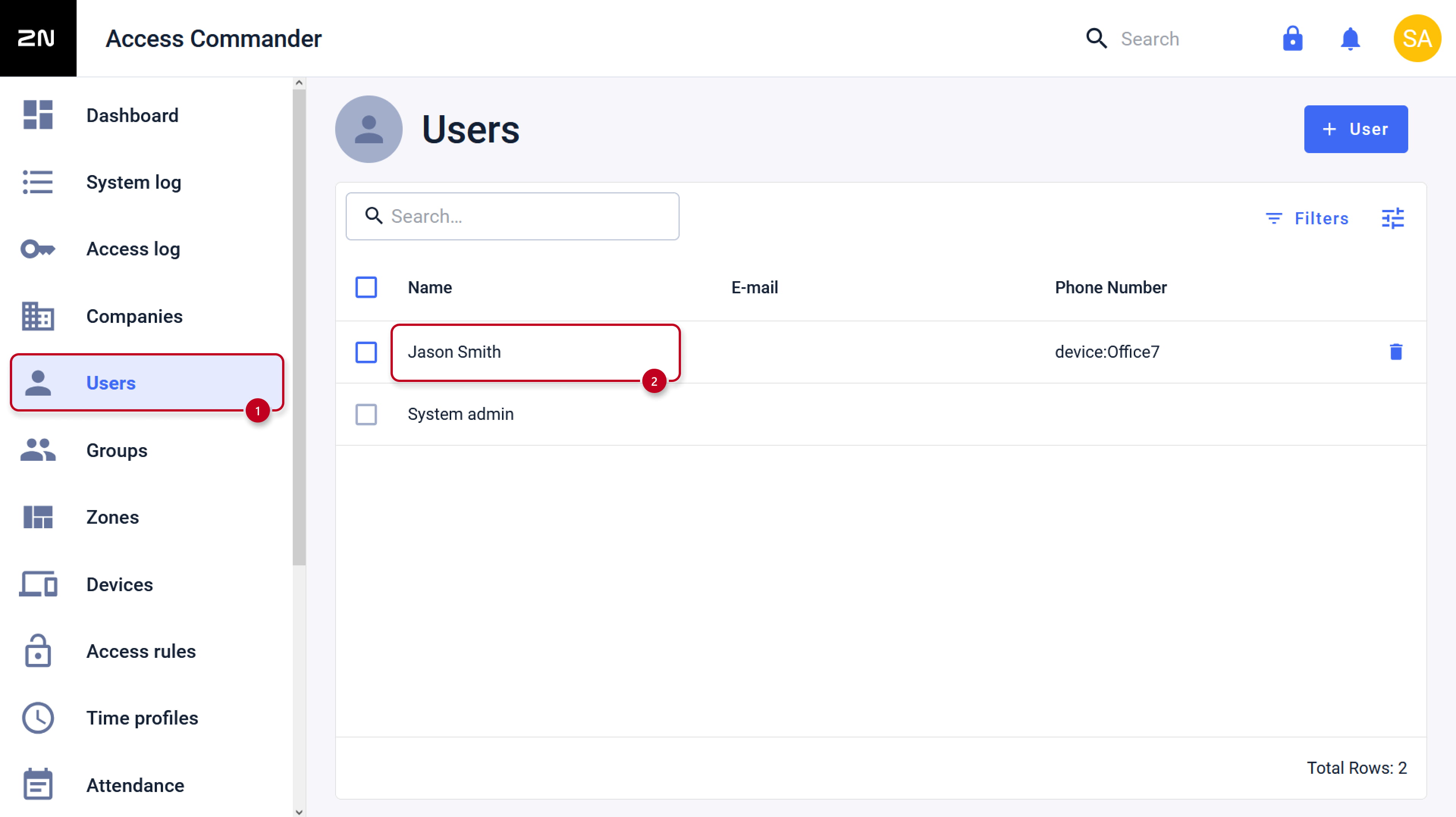 2N Access Commander - Users 2N Access Commander - Users