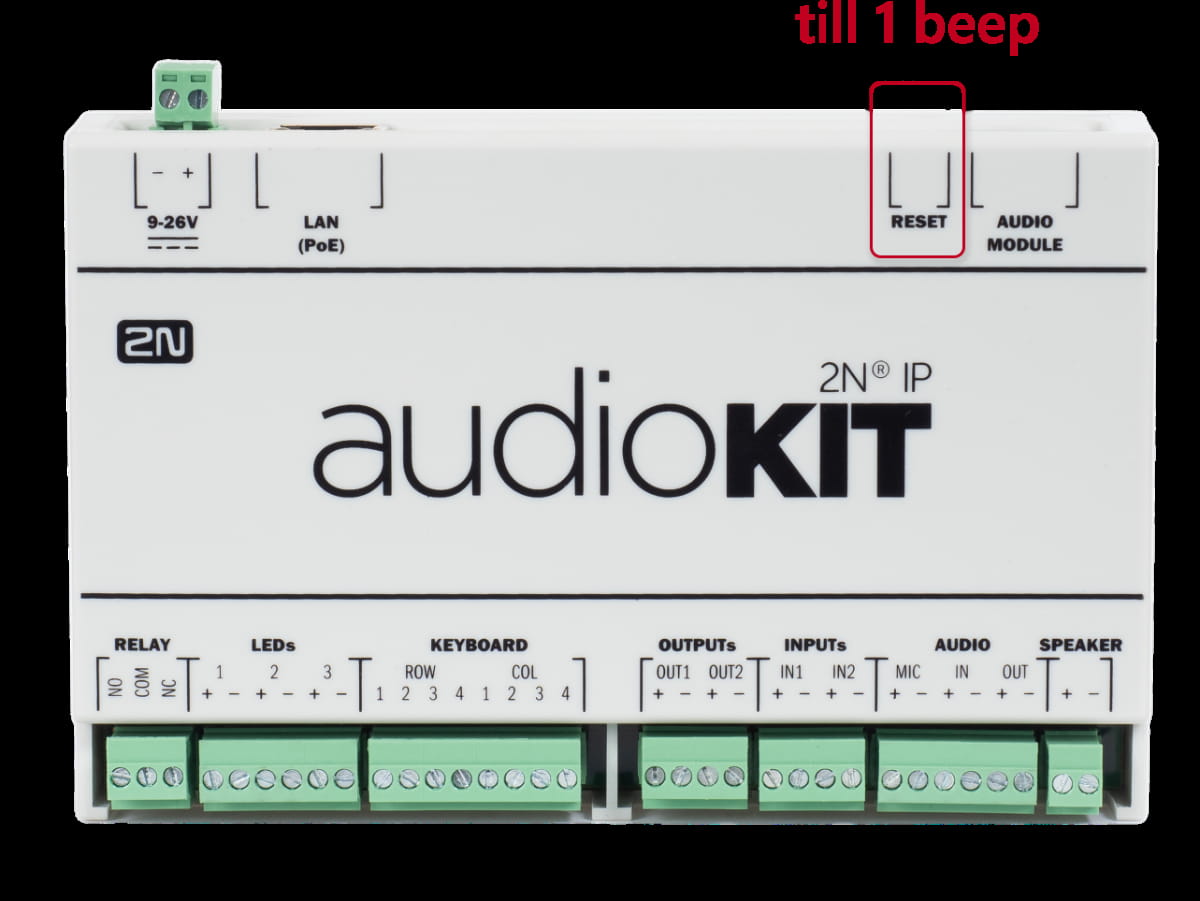 2N Audio Kit - pressing reset button