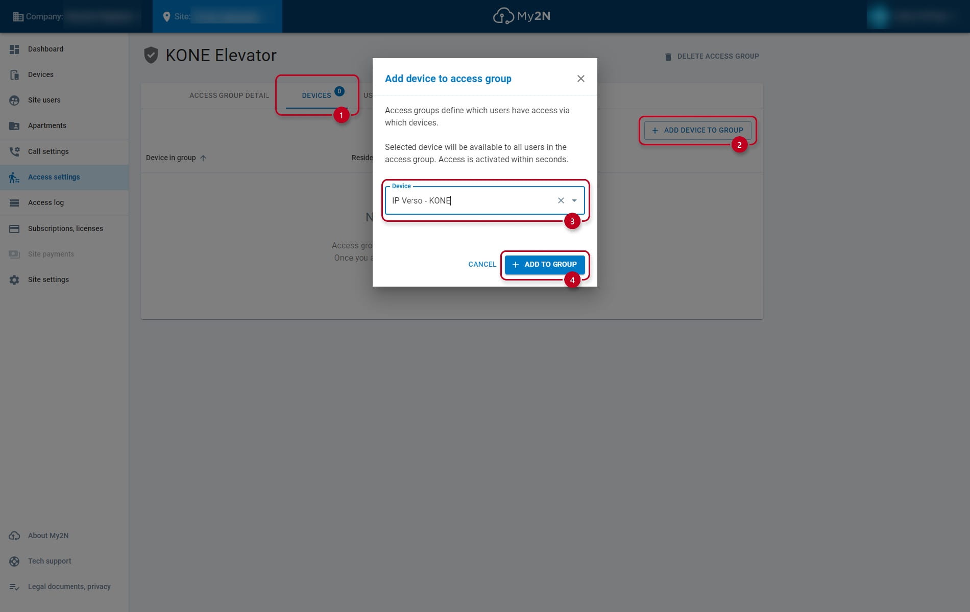 adding device to access group