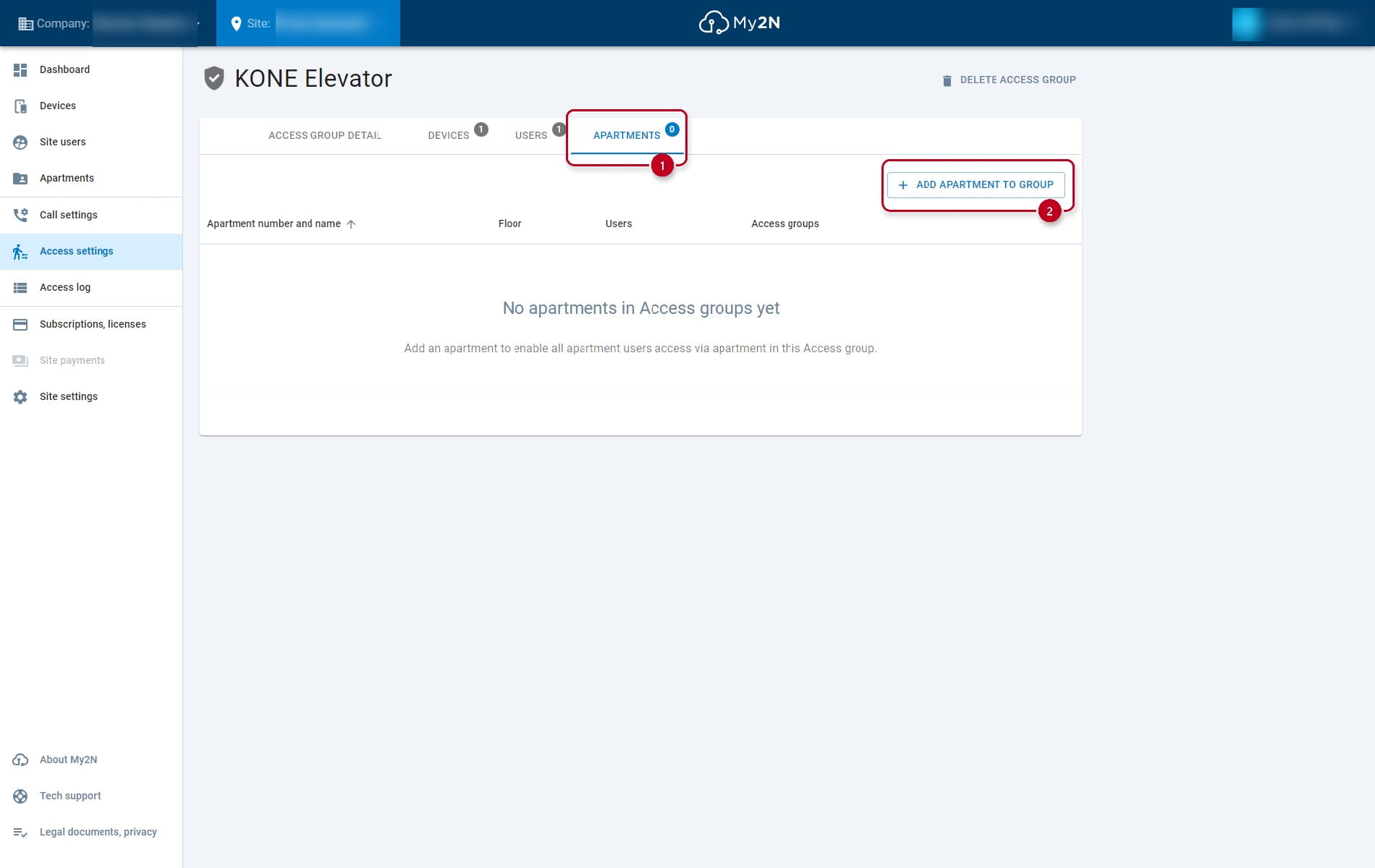 adding aparment to access group