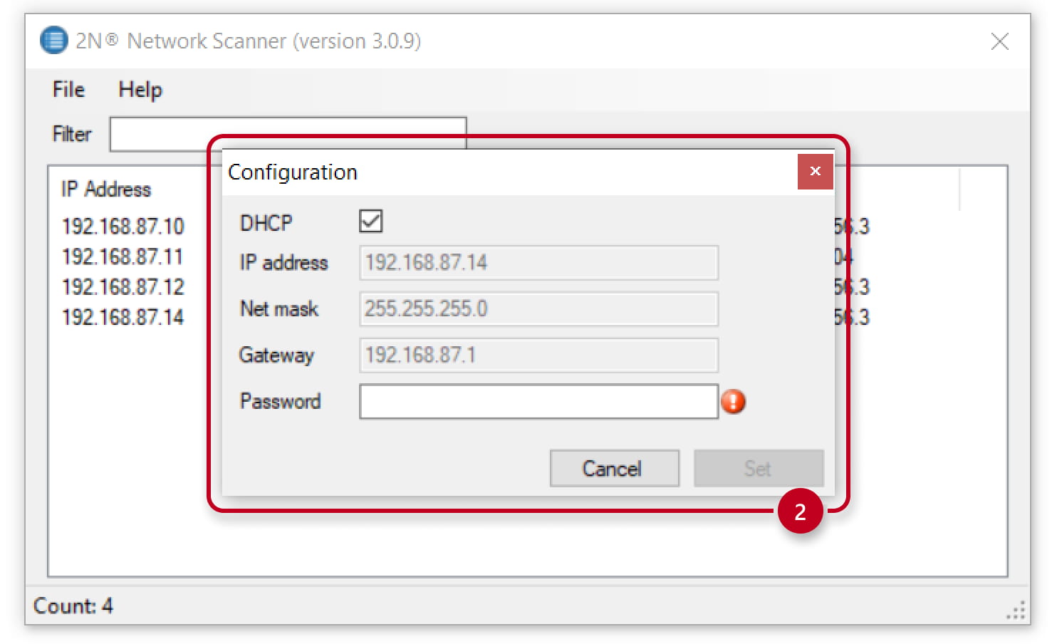 2N Network Scanner - network configuration