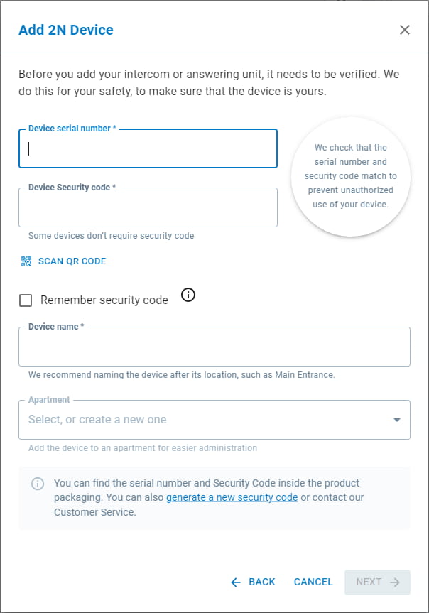 My2N Device credentials