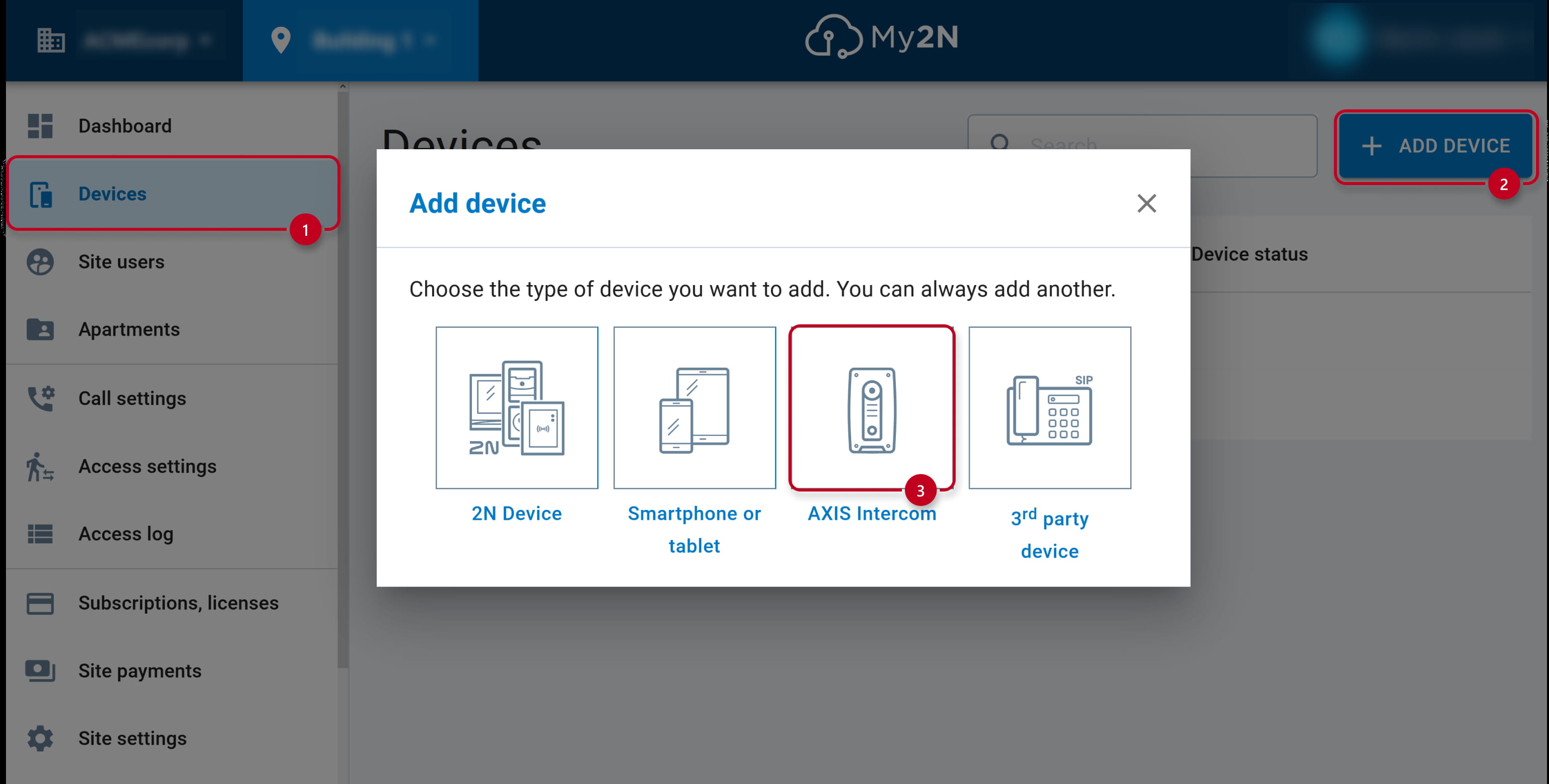Add Axis network intercom into My2N