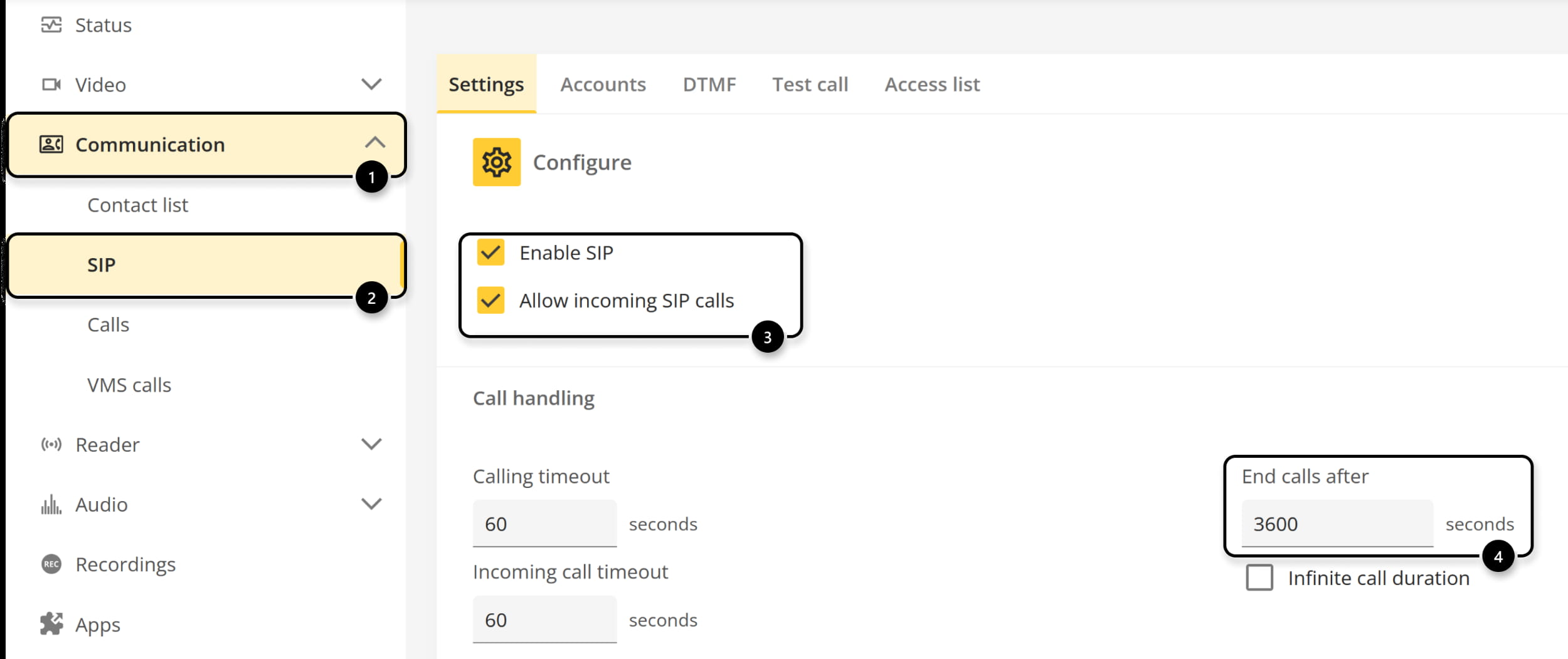 Axis network intercom - enable SIP