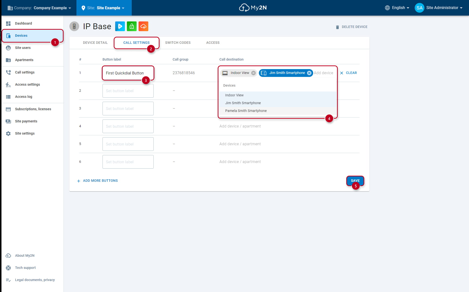 My2N Family Home - Call Settings