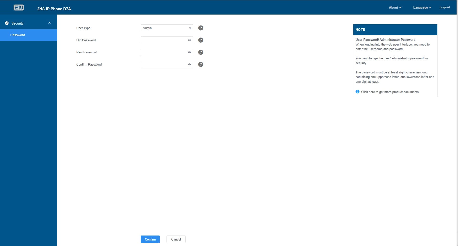 D7A password change