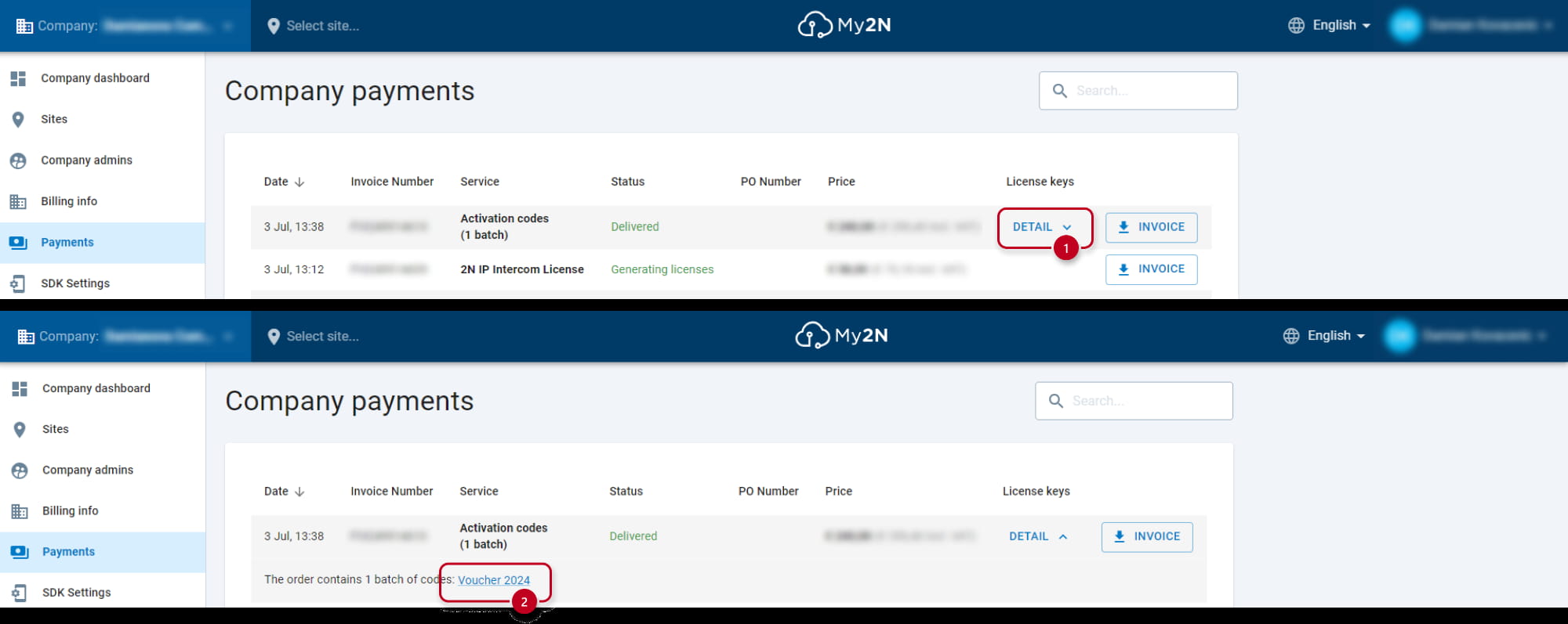 My2N - Payments - Voucher details