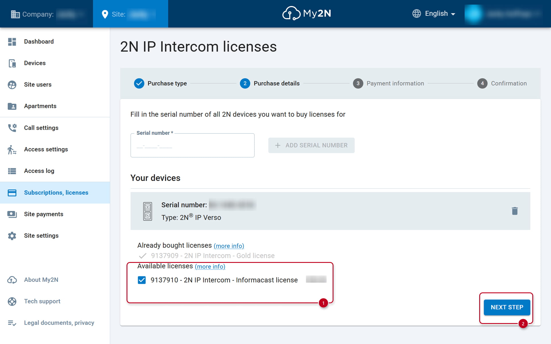 Available licenses
