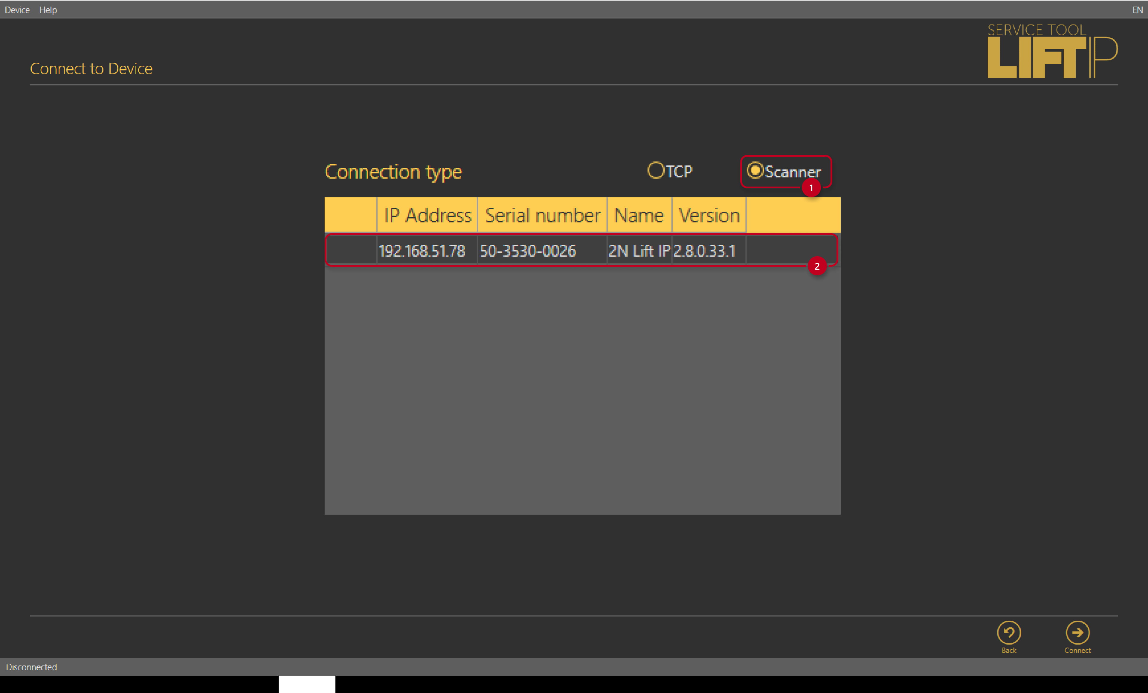 Scanning and connecting a device