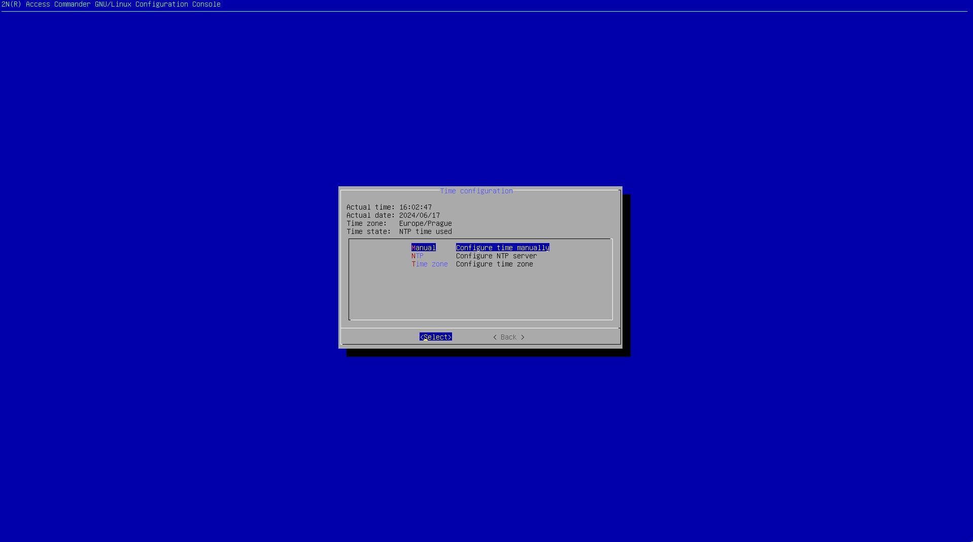 Access Commander Console Manual Time Configuration