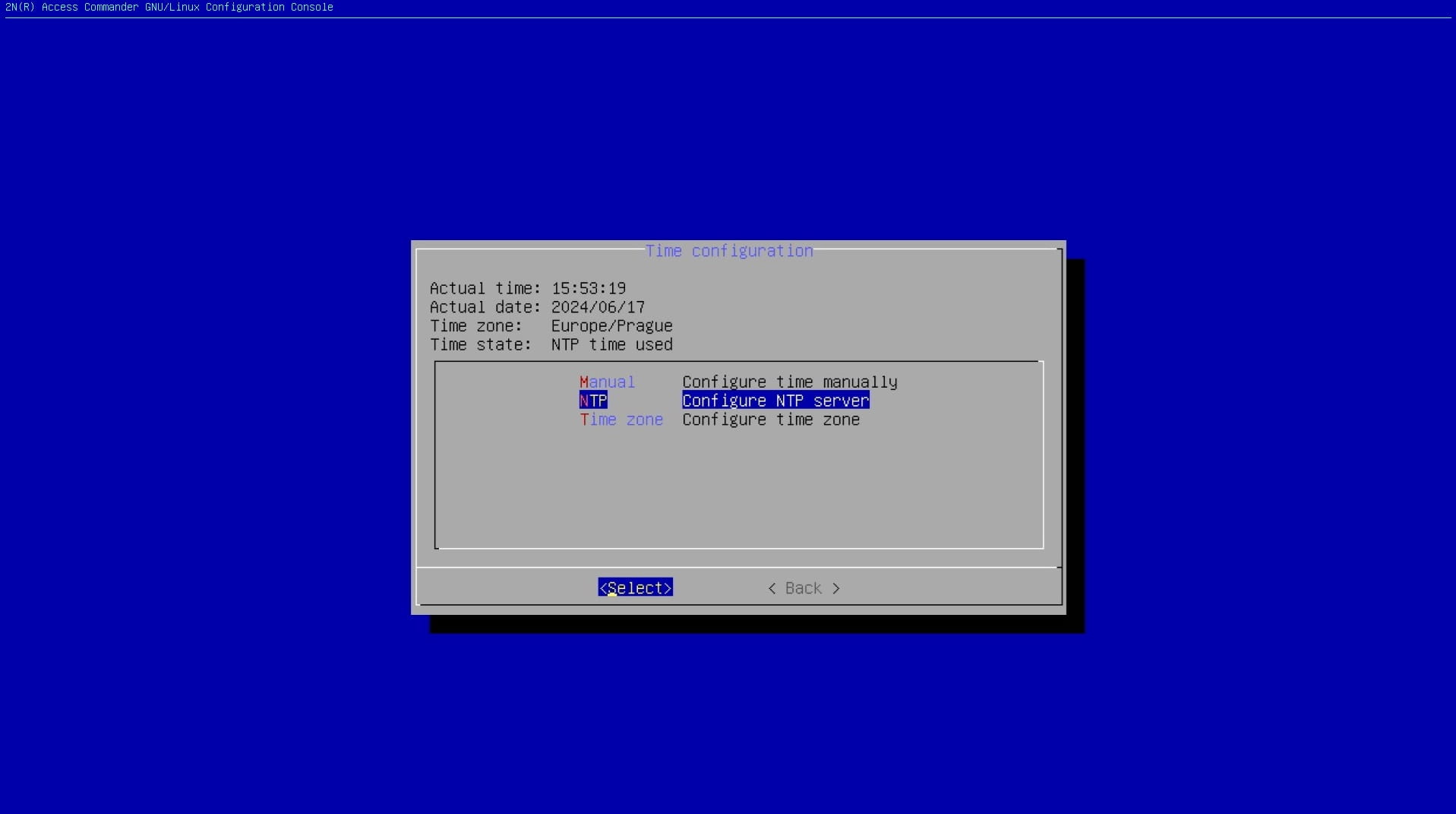 Access Commander Console NTP Configuration