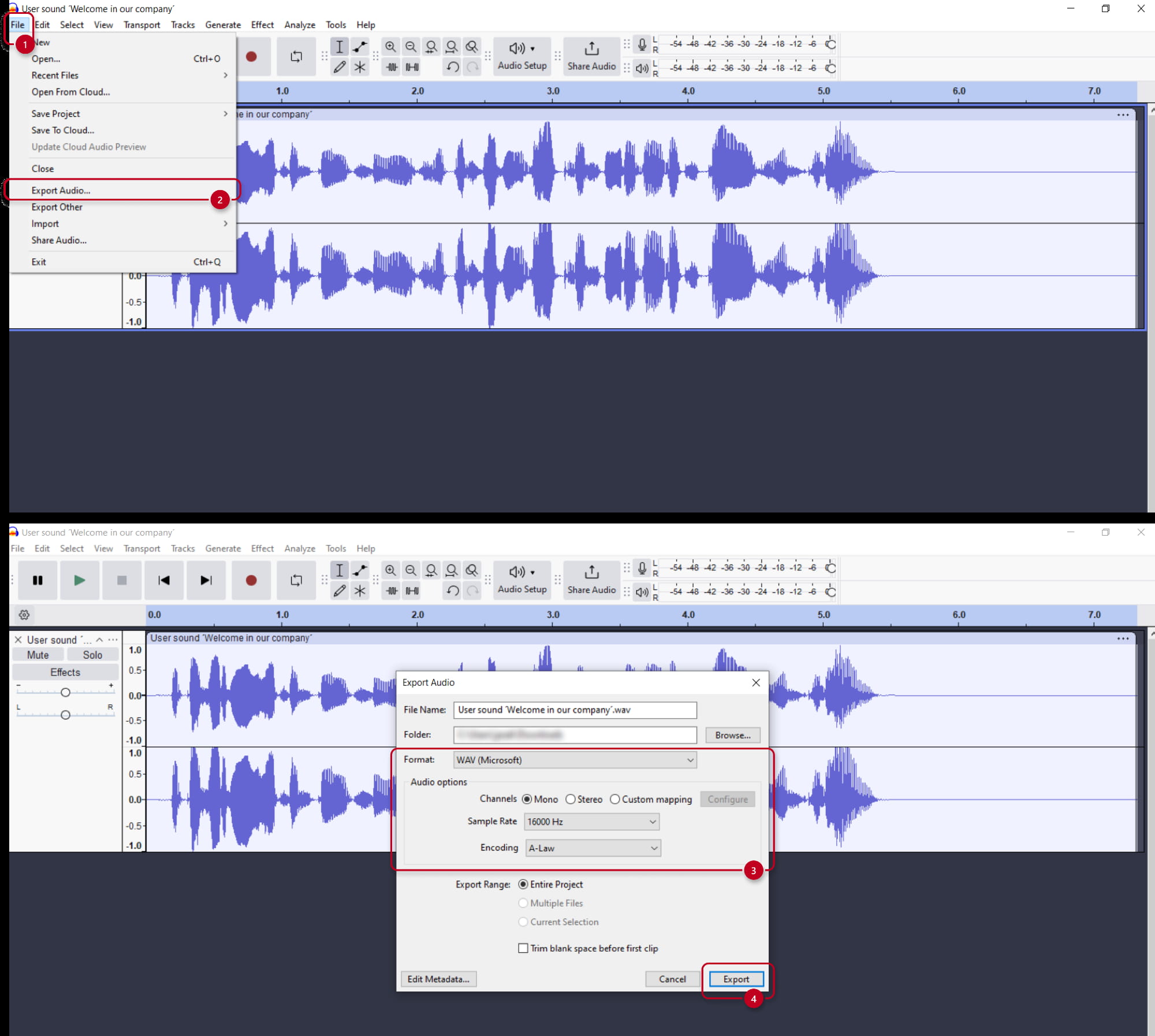 Audacity - converting a sound file