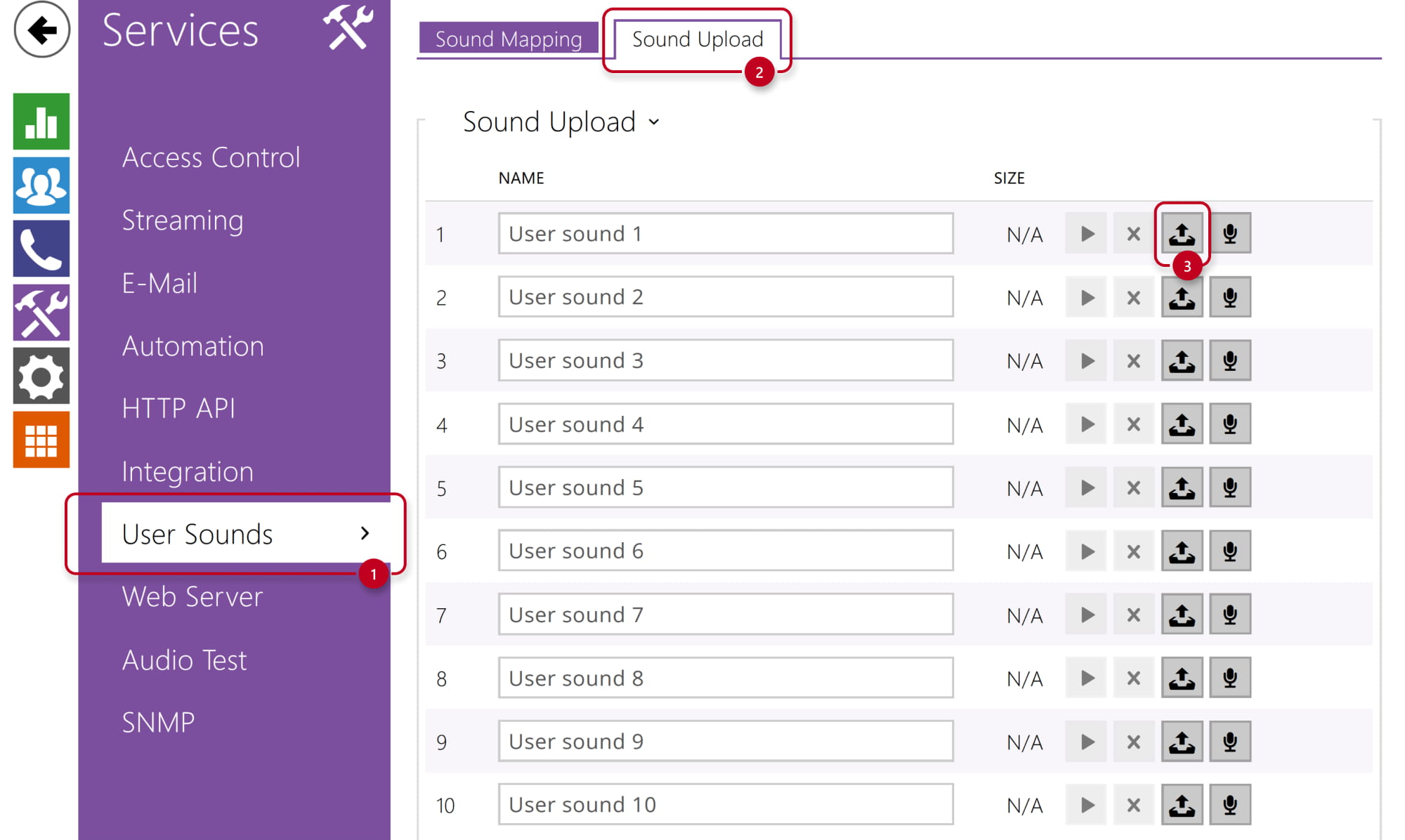 2N IP Intercom - Services - User Sounds - Sound Upload