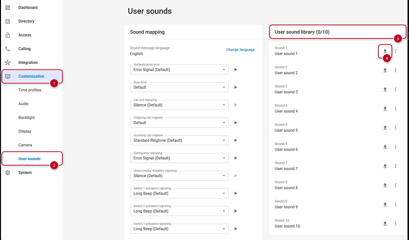 2N IP Intercom - Services - User Sounds - Sound Upload