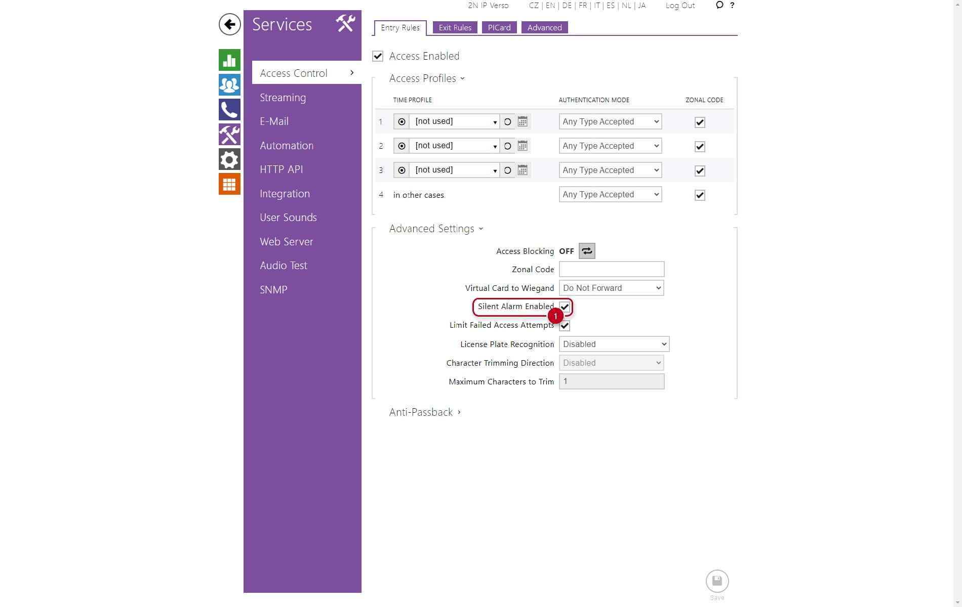 Where to enable Silent Alarm