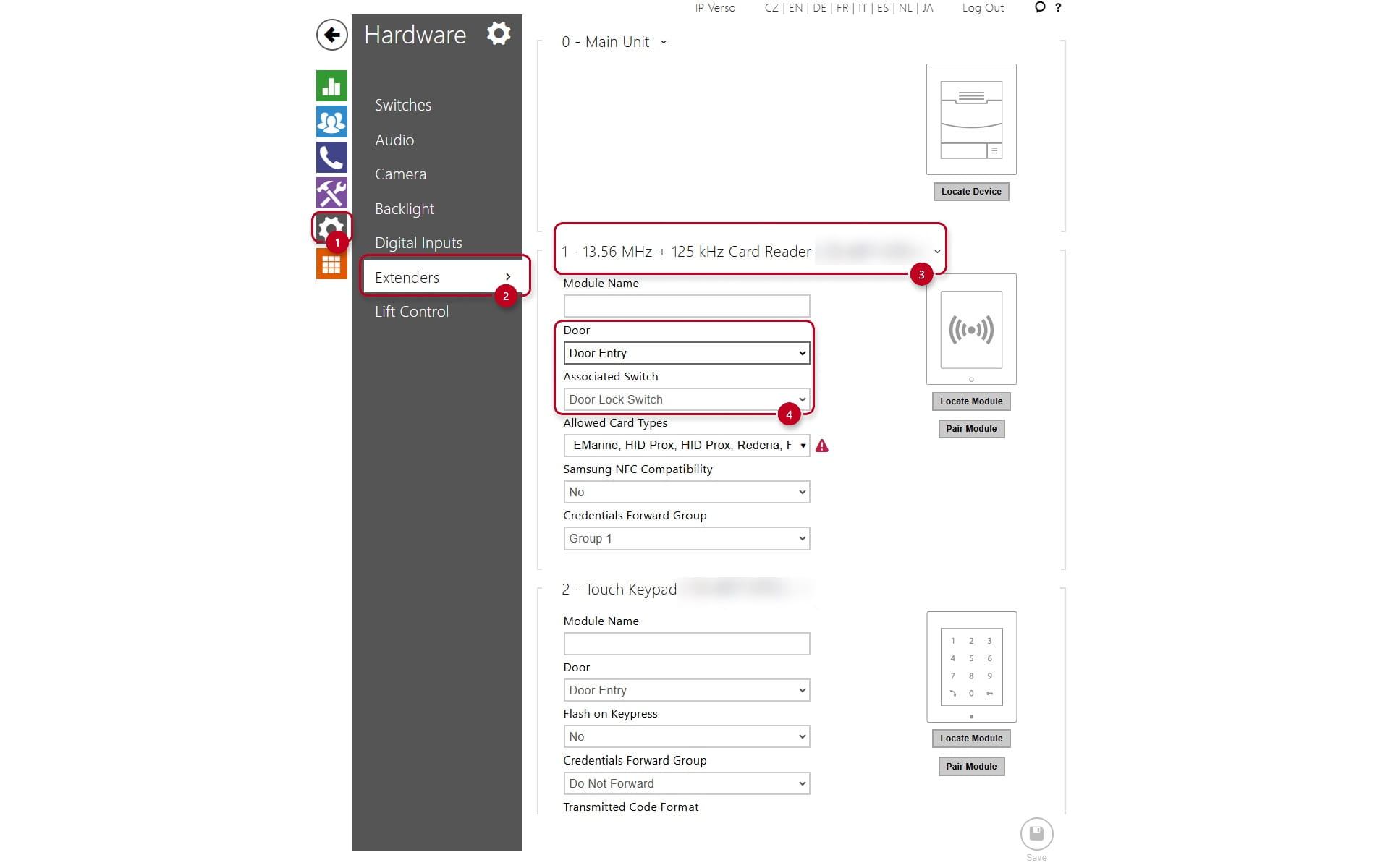 Card reader configuration