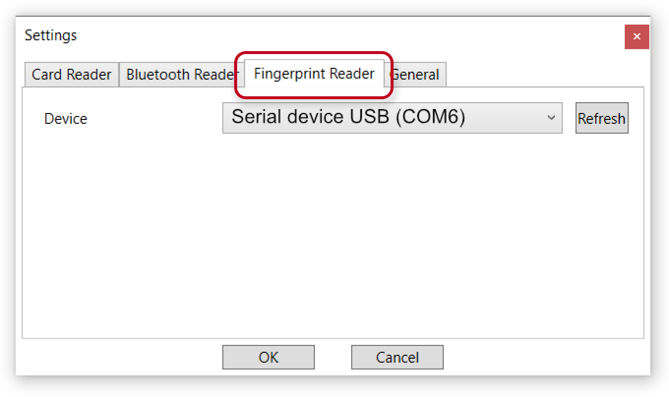 2N USB driver settings - Fingerprint Reader