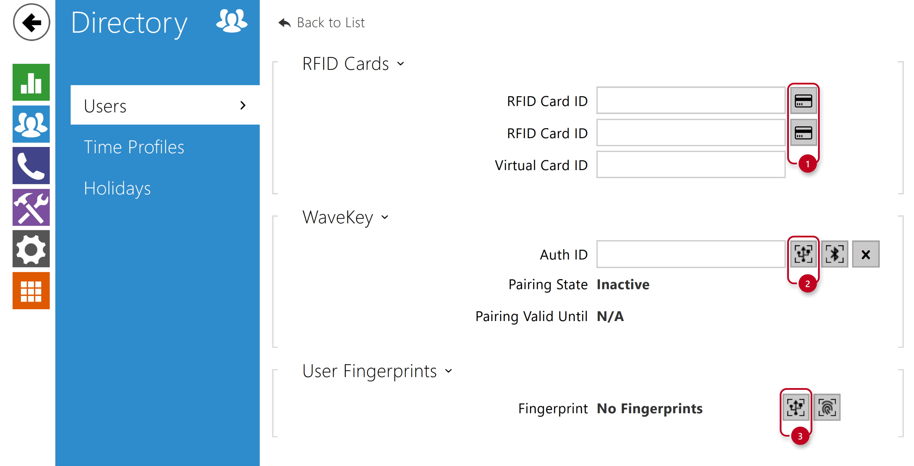 2N IP intercom - Directory - Users - using USB readers