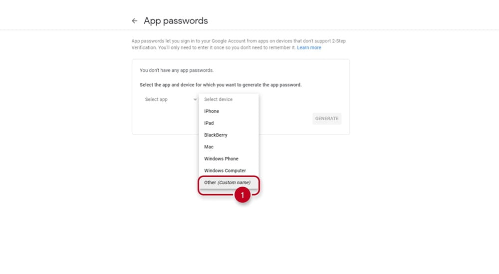 Google App Passwords Setup