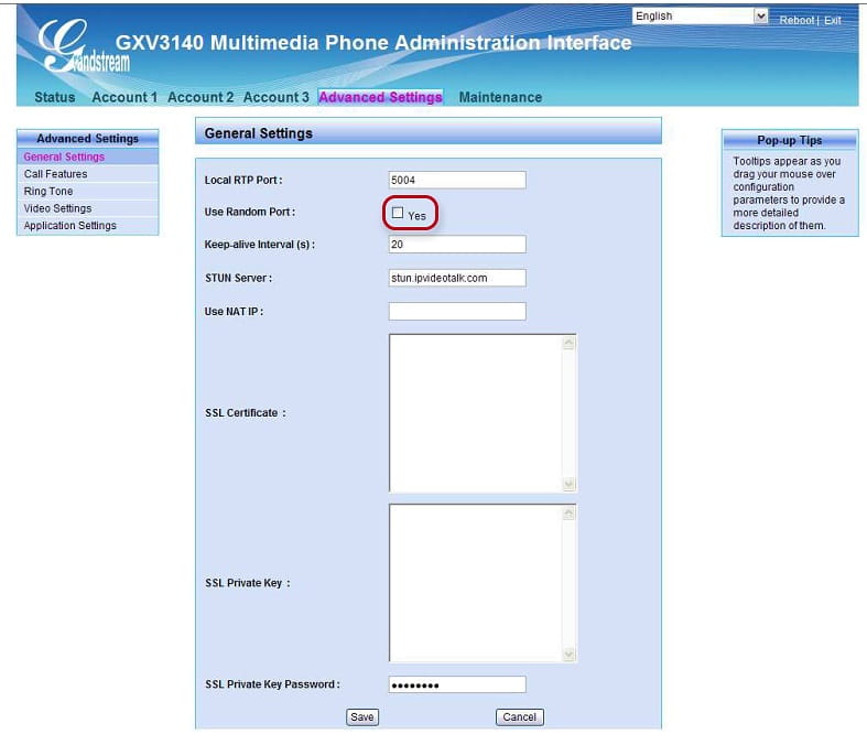 Use random port option must be blank