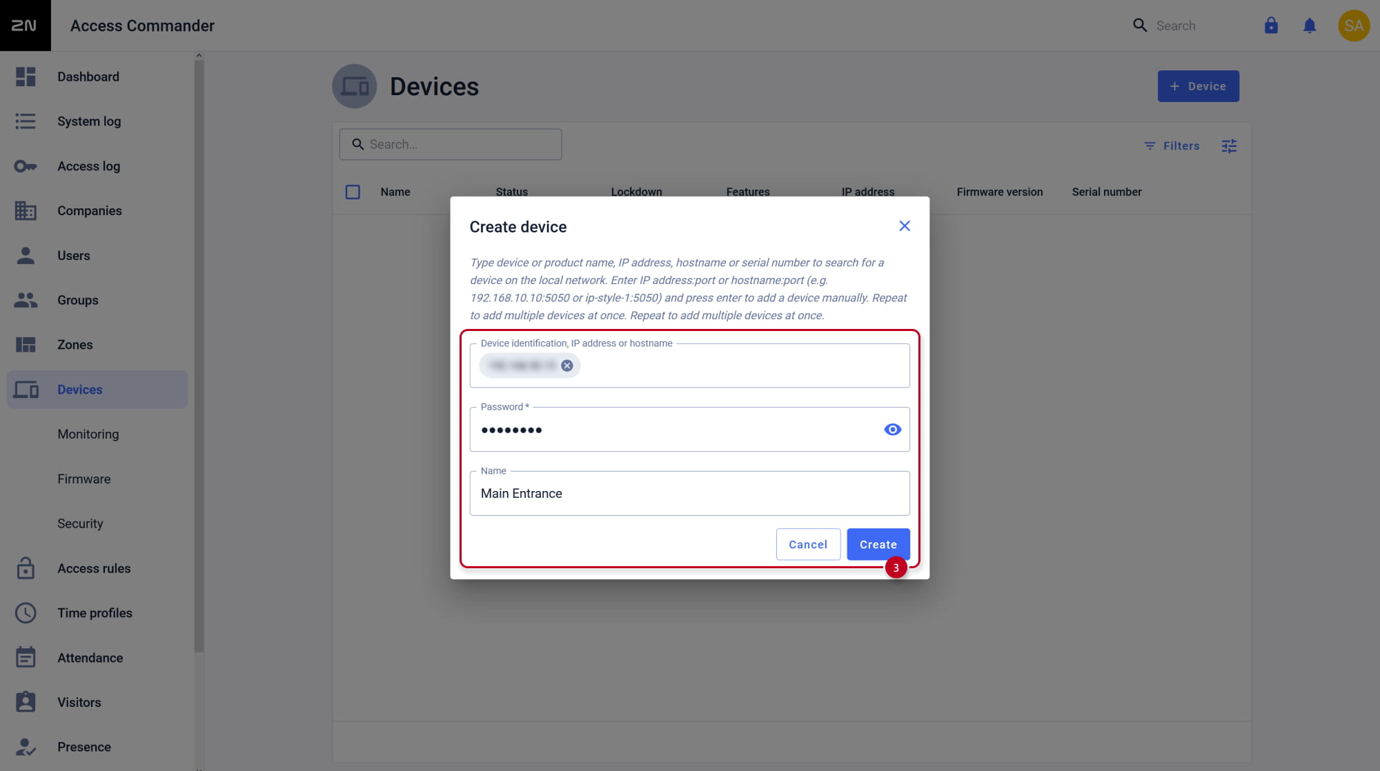 2N Access Commander - Devices - Add new device - Entering device details