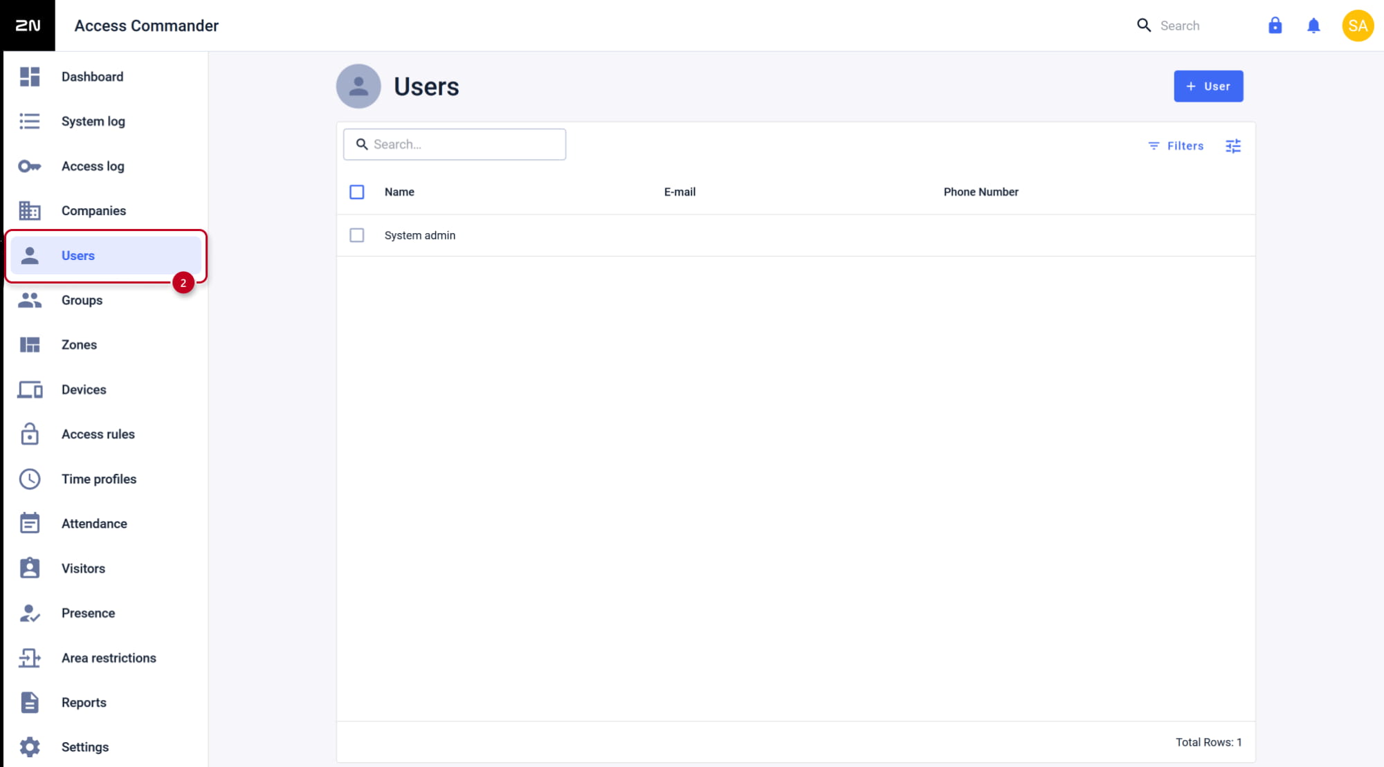 2N Access Commander - Users - No users