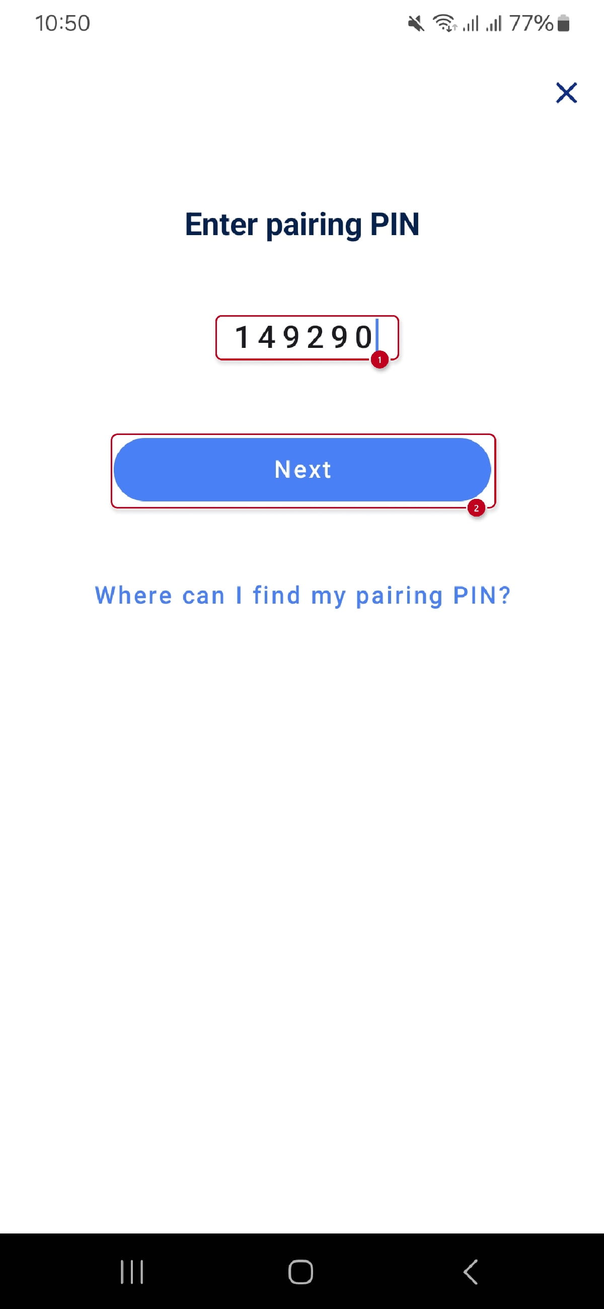 Entering PIN
