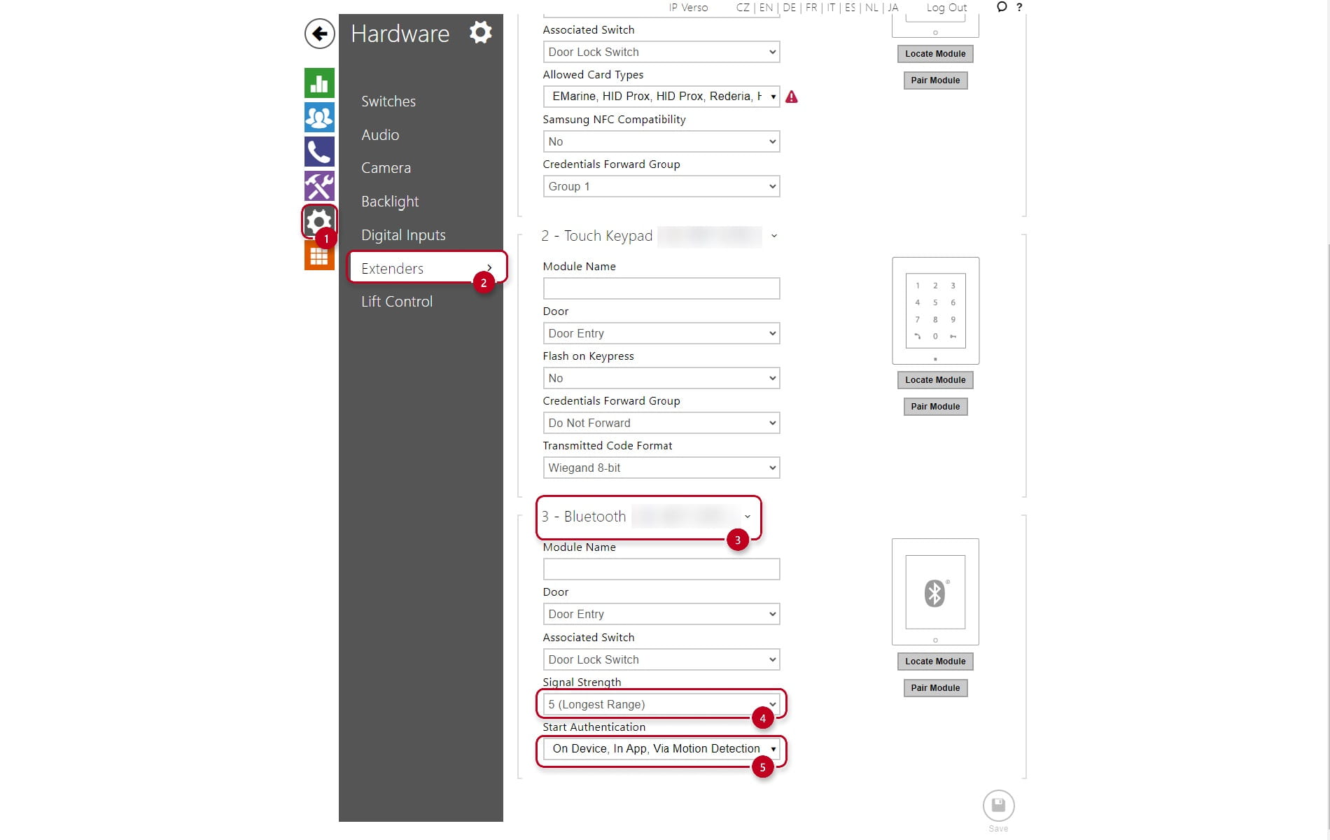 Hardware - extenders section