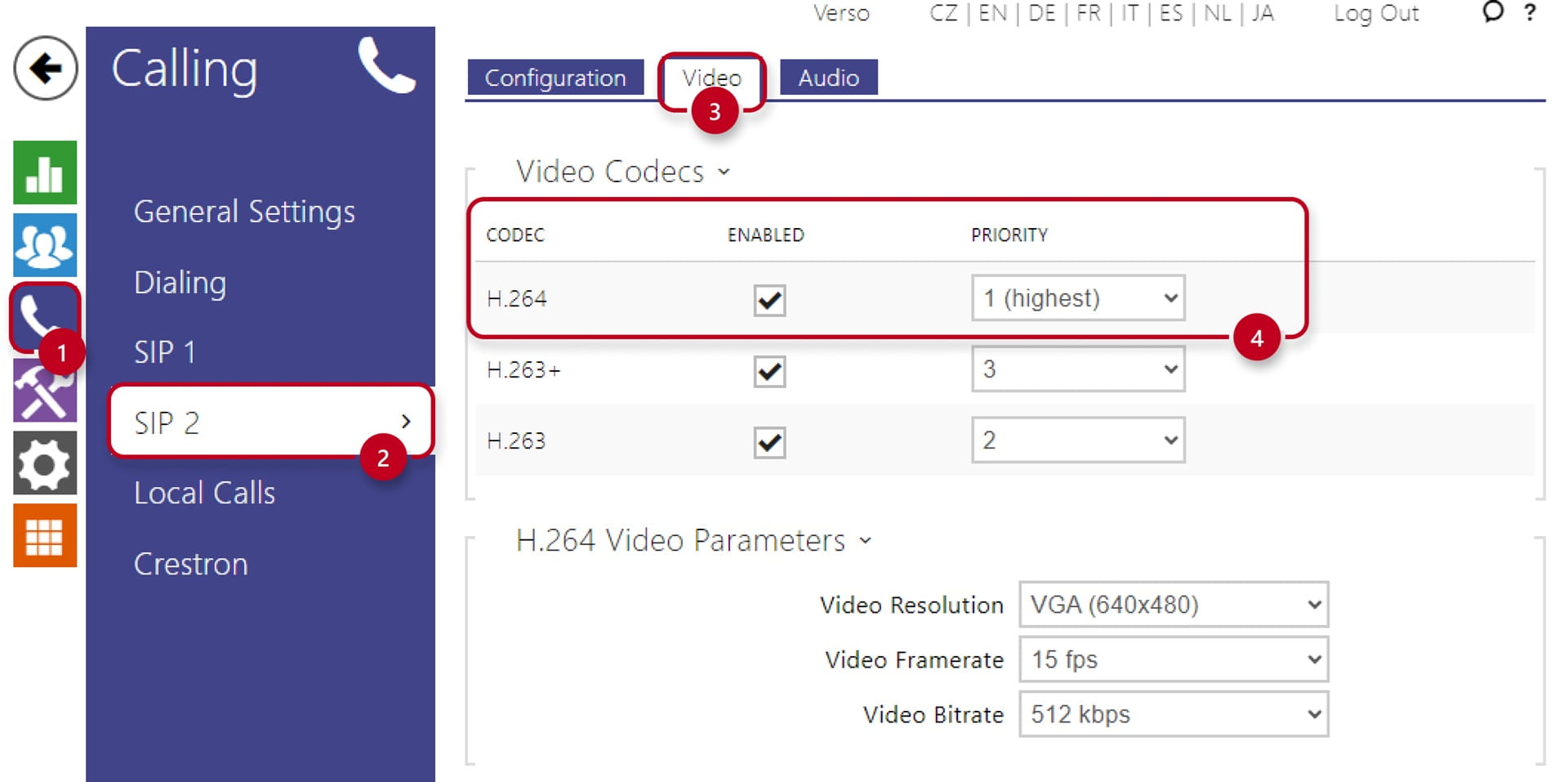 2N OS Codec Settings