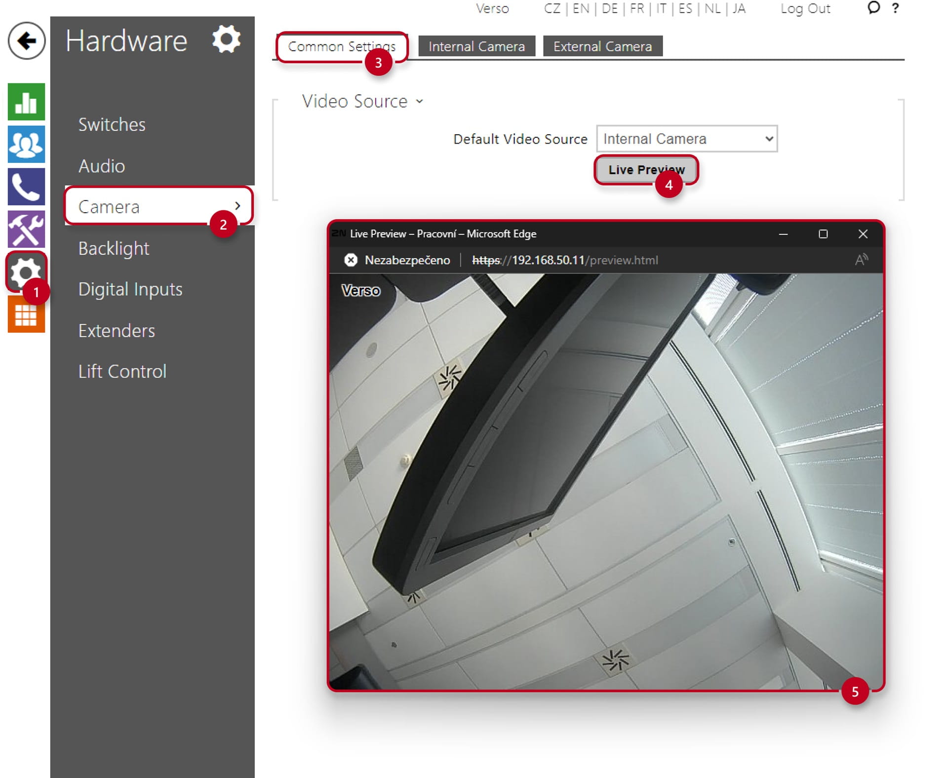 2N OS Hardware Camera Preview