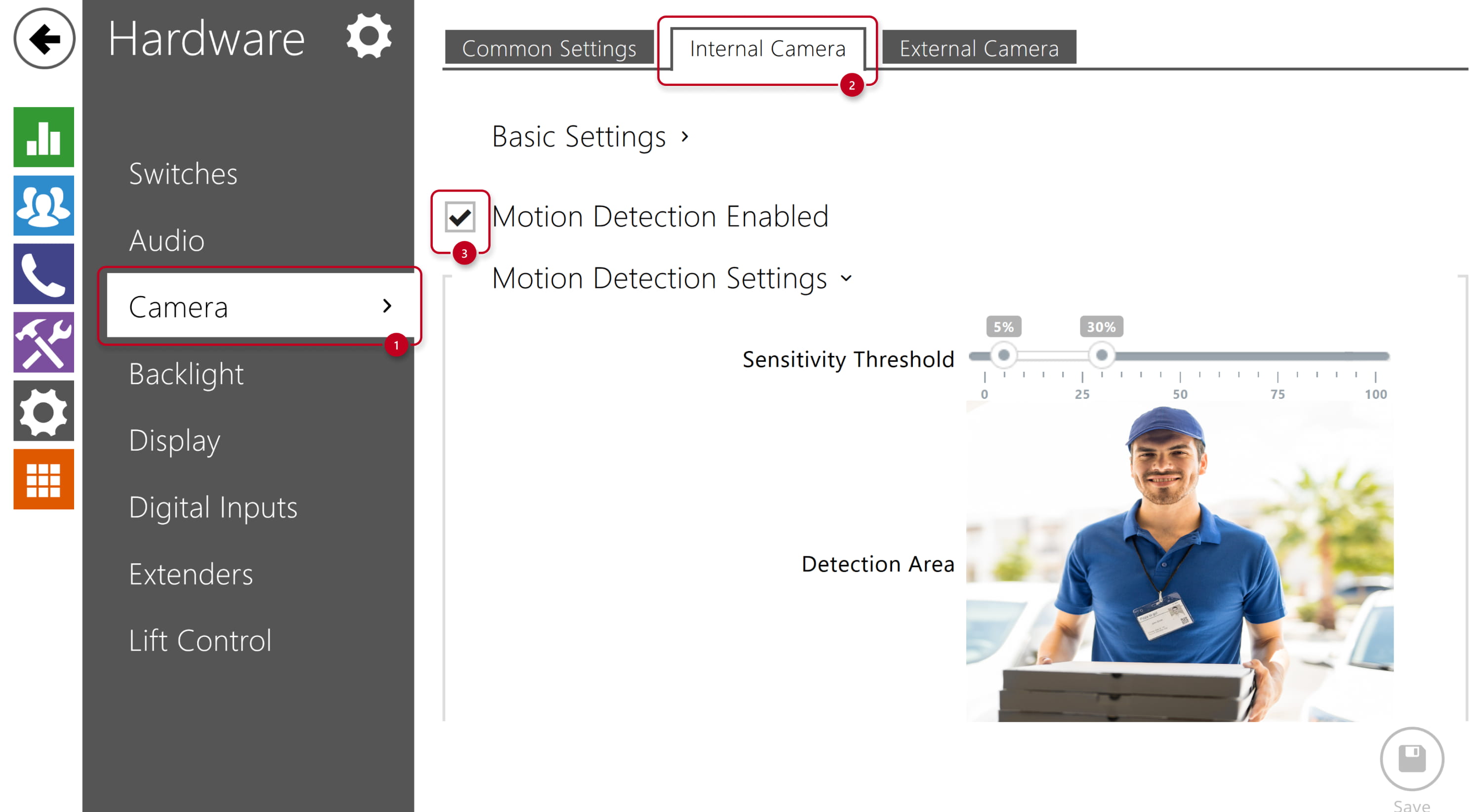 2N IP Intercom - Hardware - Camera - Motion detection