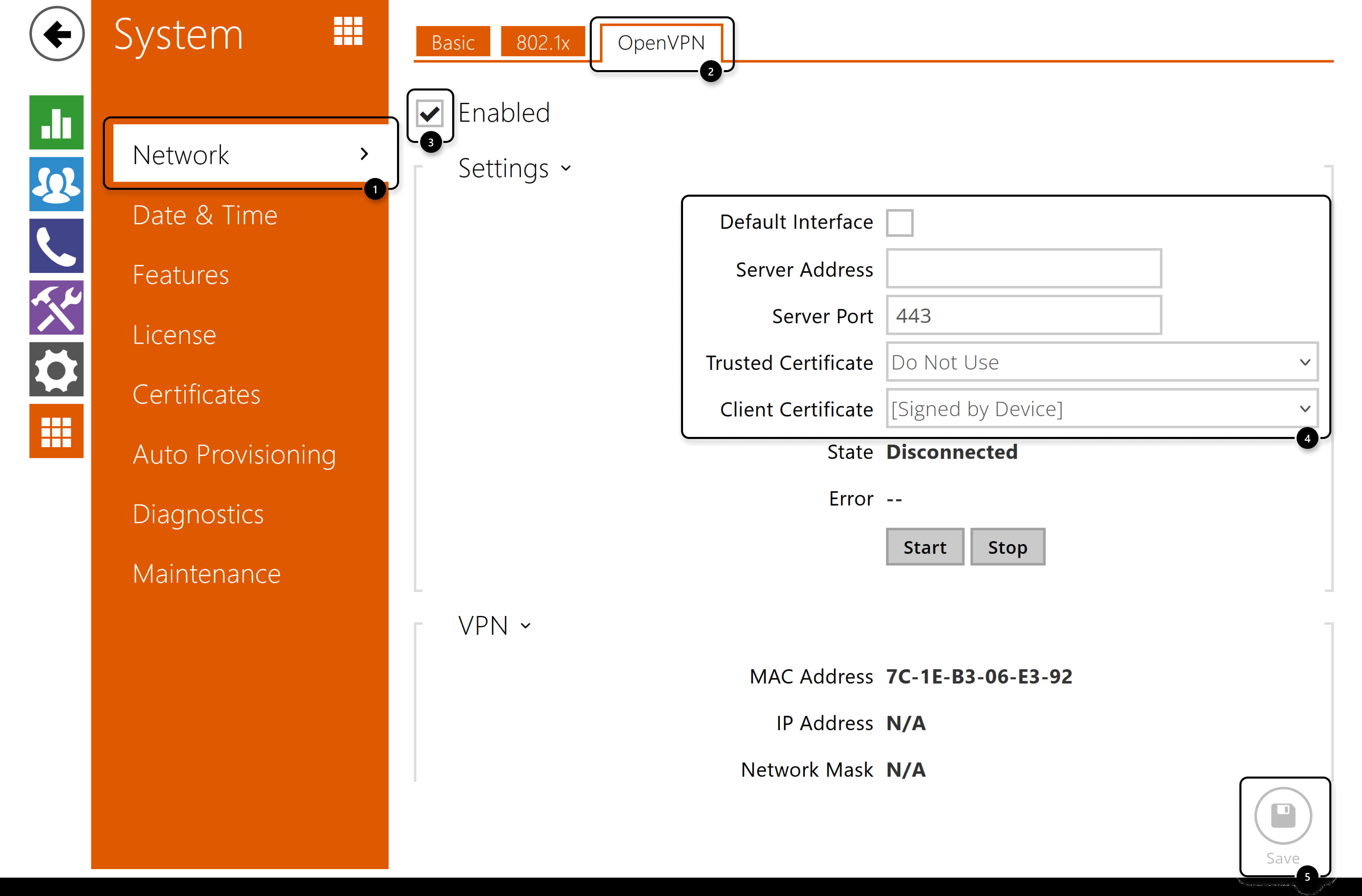 2N IP Intercom - System - Network - OpenVPN