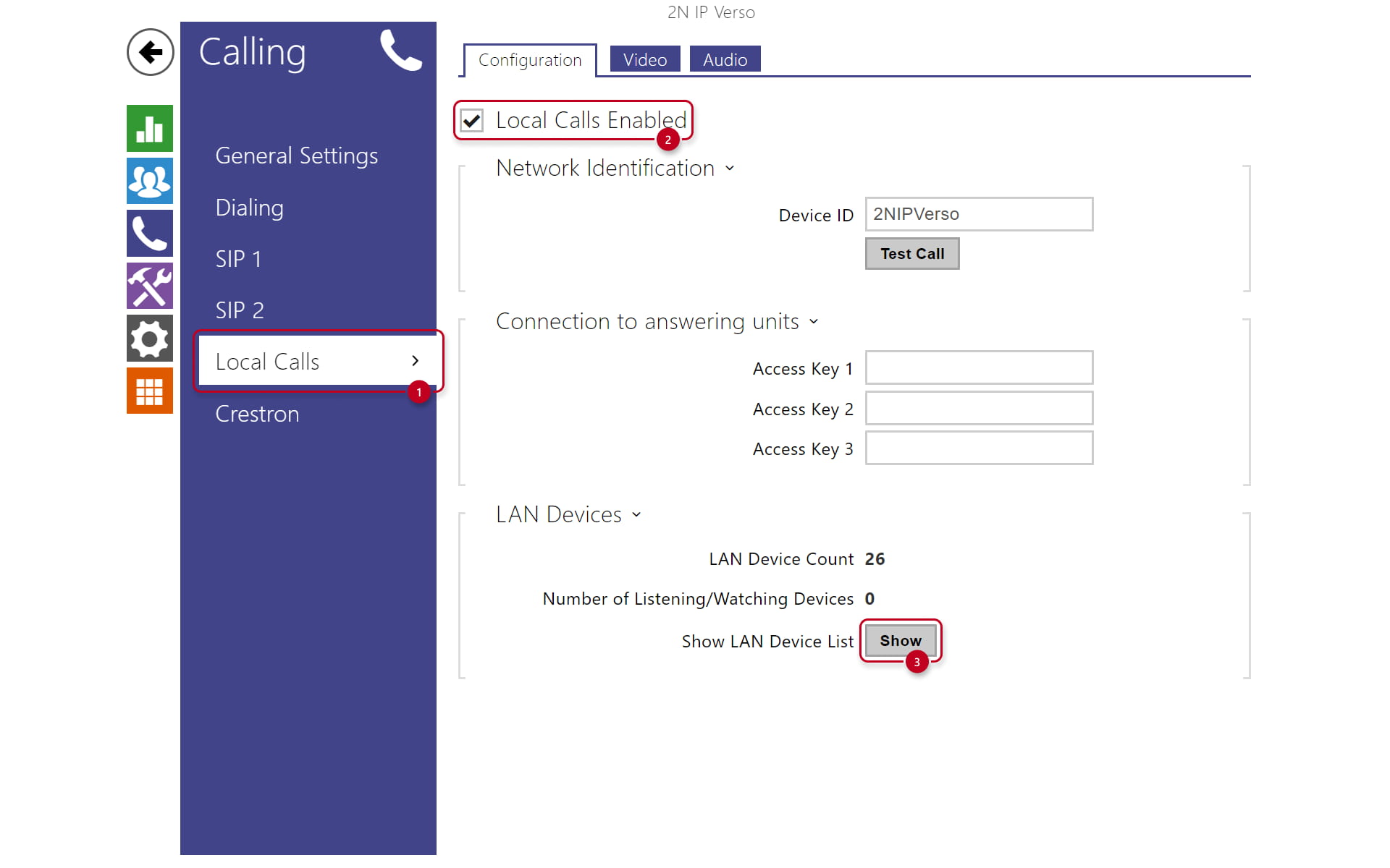 Setting up call from a 2N IP intercom to a 2N Indoor Talk and vice versa