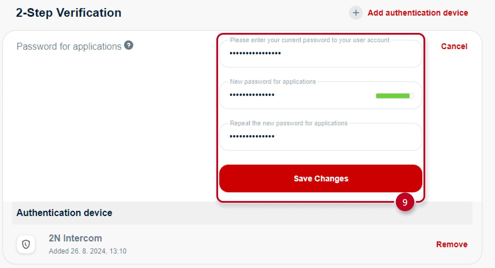 Verify Seznam Device Authentication Password