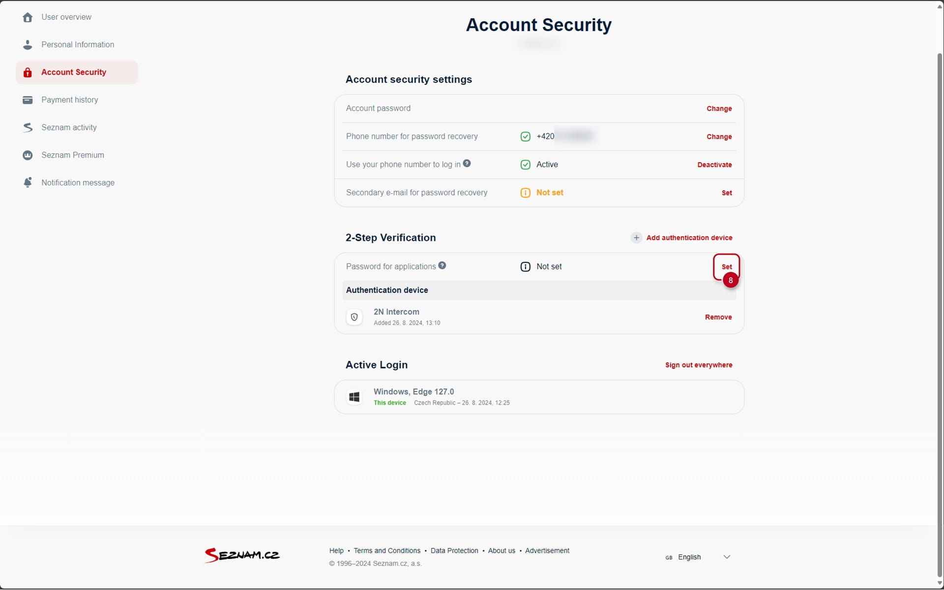 Seznam Account Password for Applications