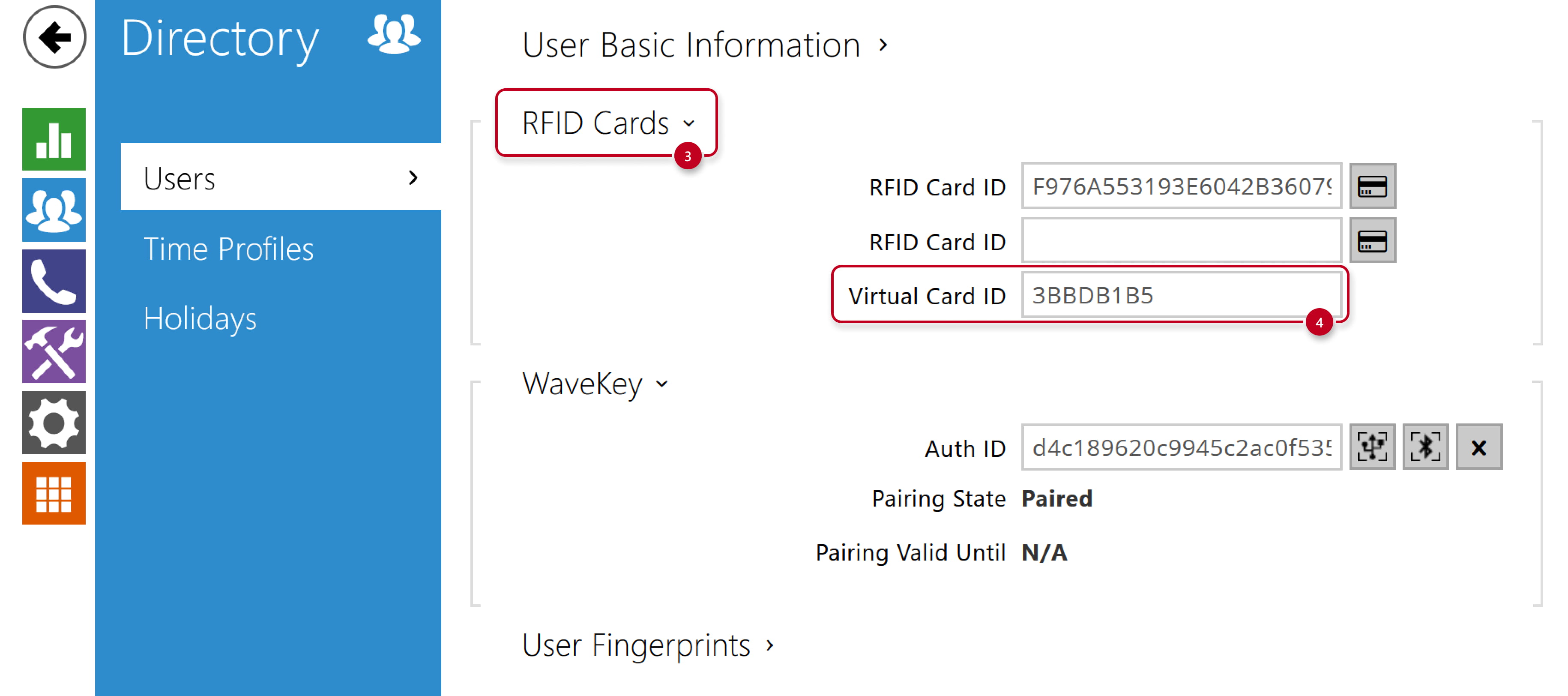 2N IP Intercoms - Directory - Users - Virtual Card ID 2N IP Intercoms - Directory - Users - Virtual Card ID