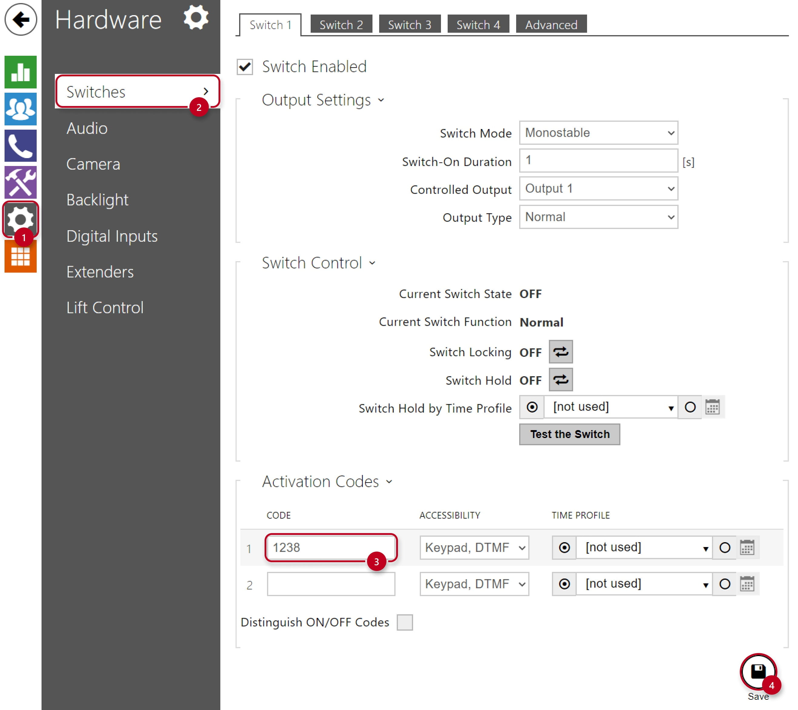 Hardware Switches Activation Codes
